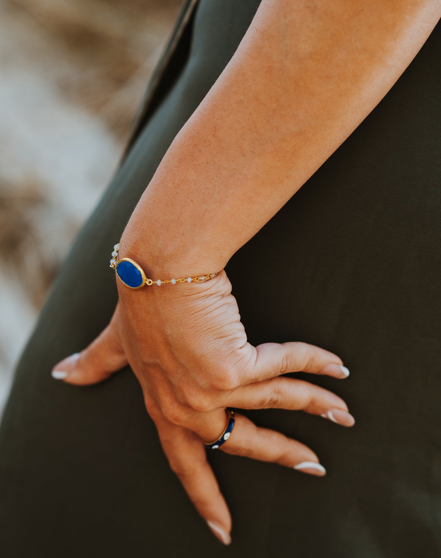 Silver Bracelet with Blue stone