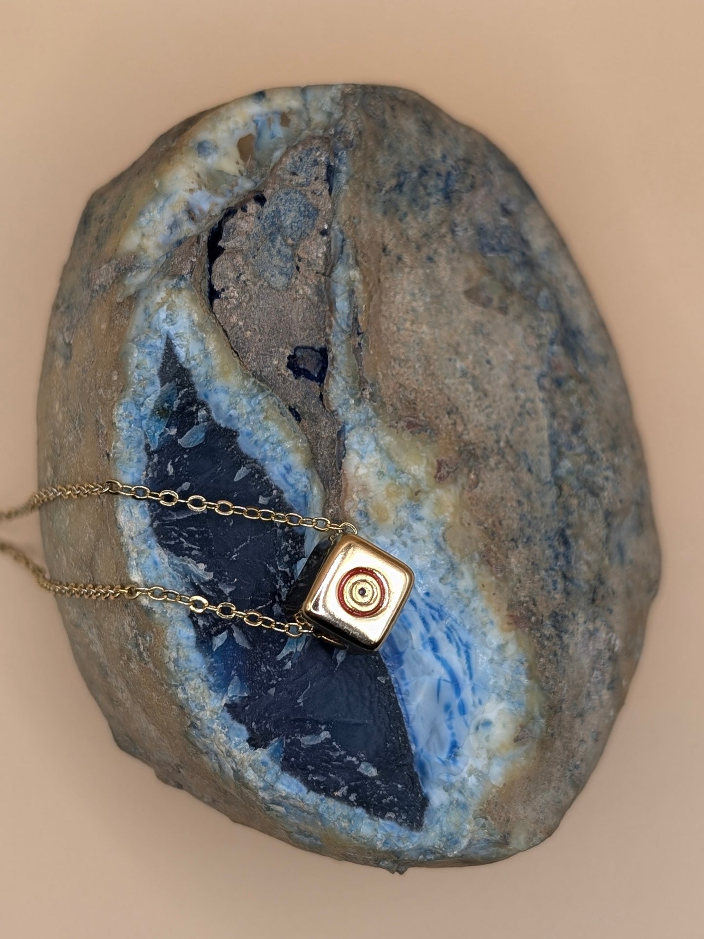 Yellow Steel Necklace with Square-shaped pendant