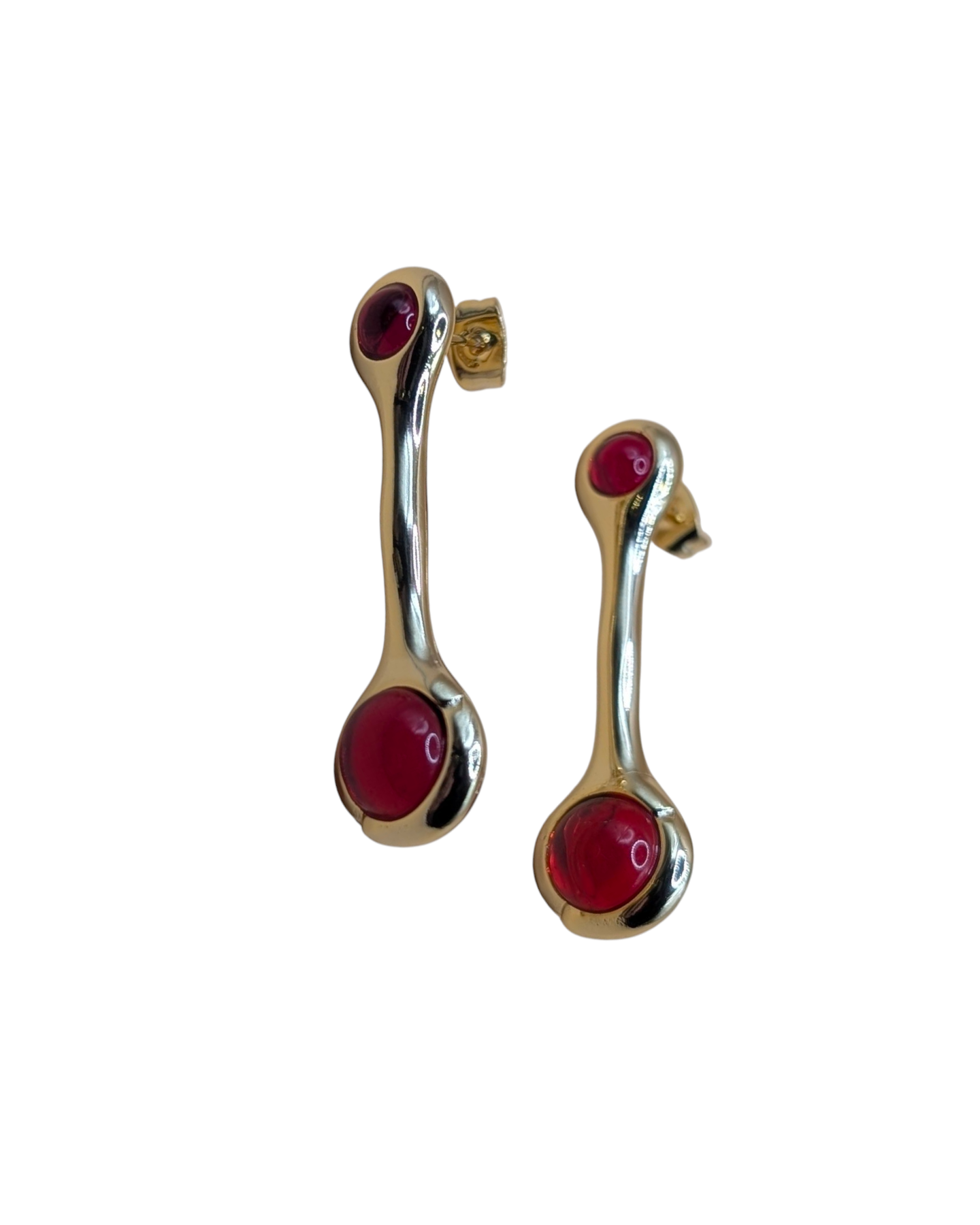 Dangle Earrings with Red Stones