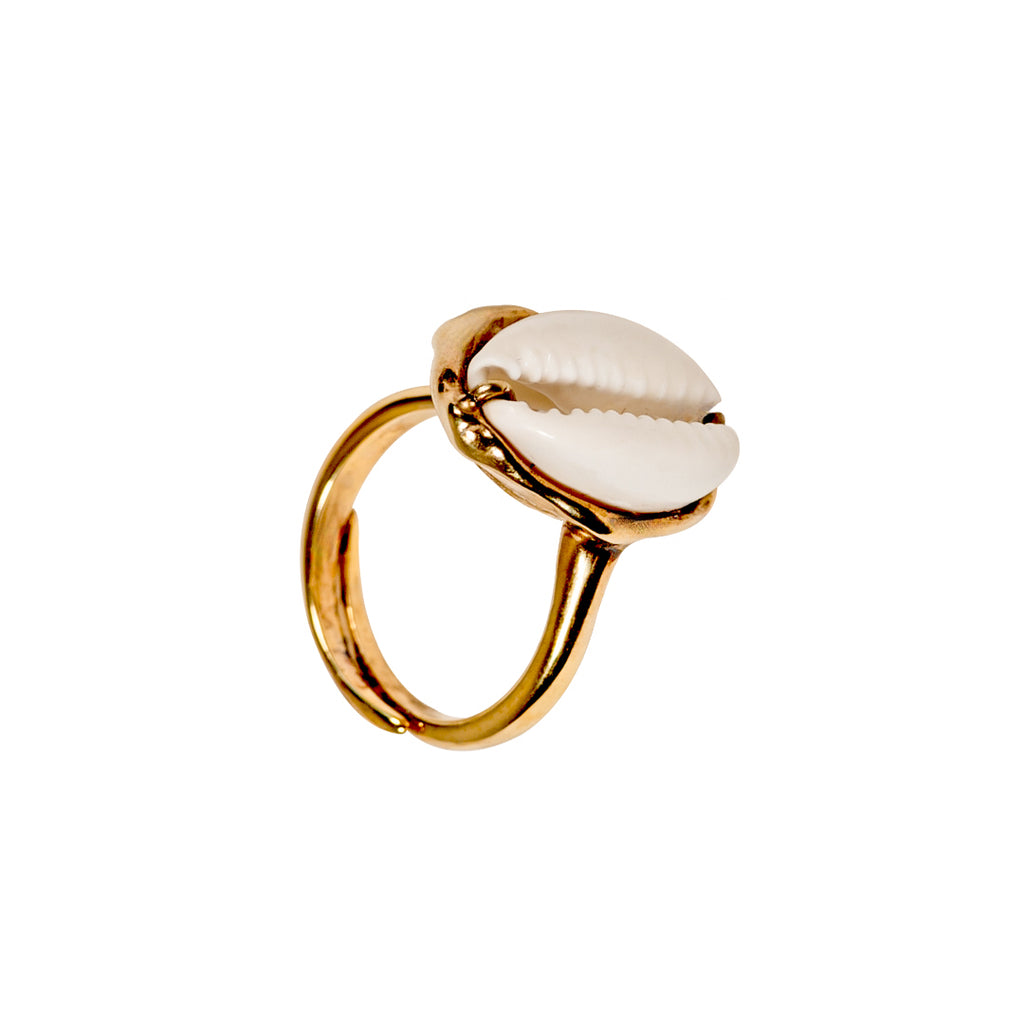 Yellow Silver Ring with Seashell