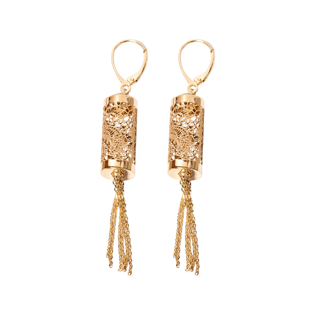 Gold Barrel Earrings