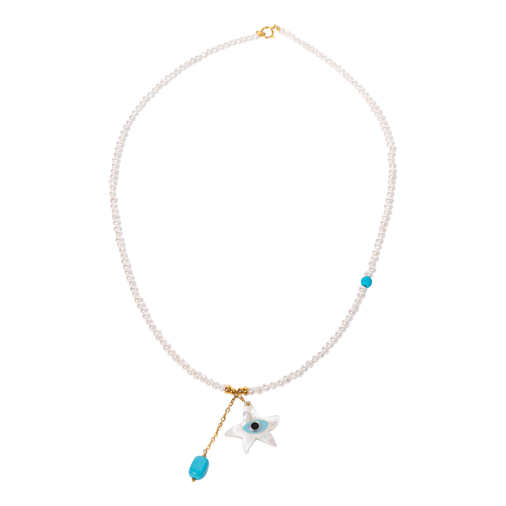 Pearls Necklace with Turquoise