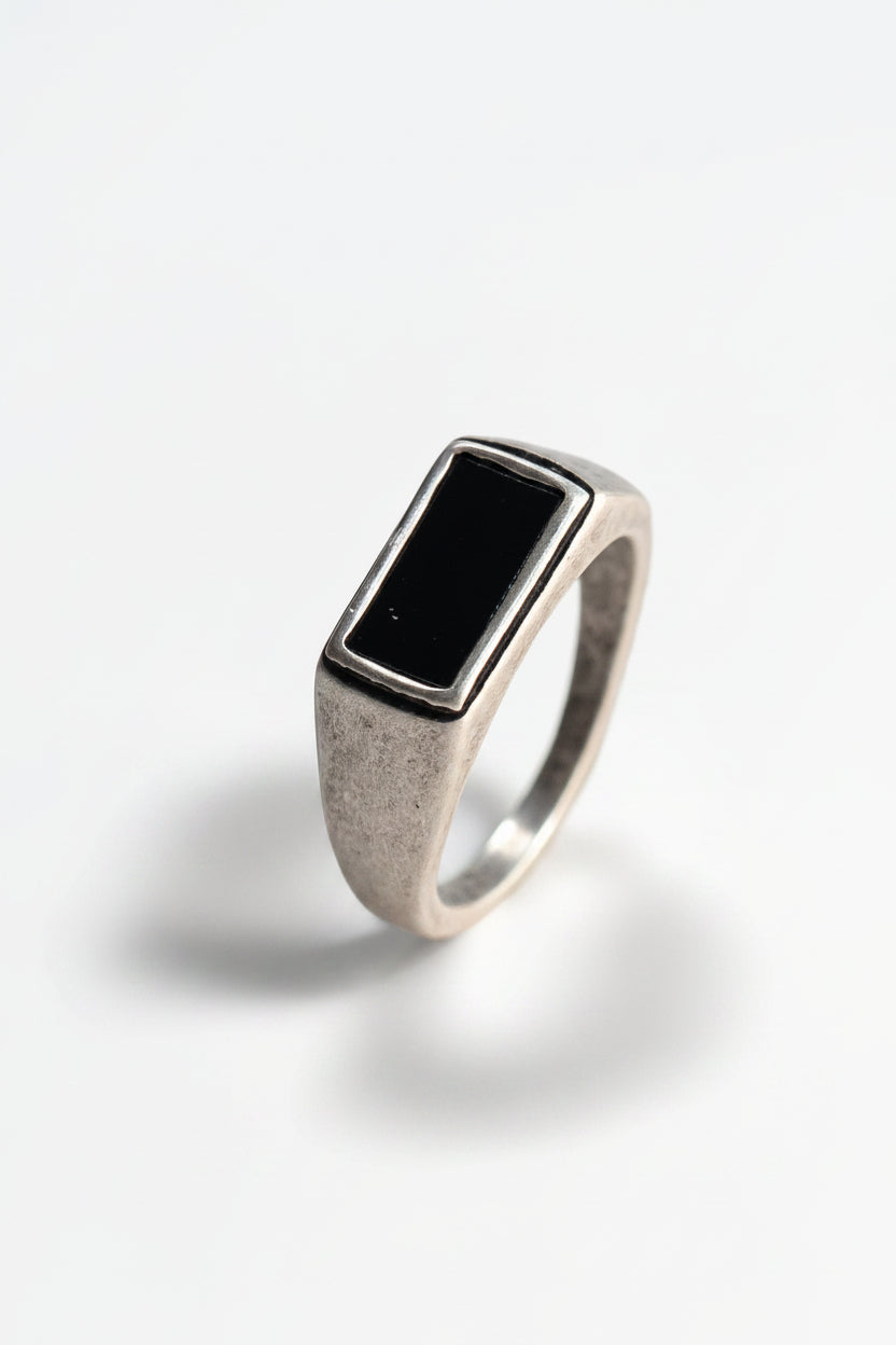 Black Rectangular Signet Ring
