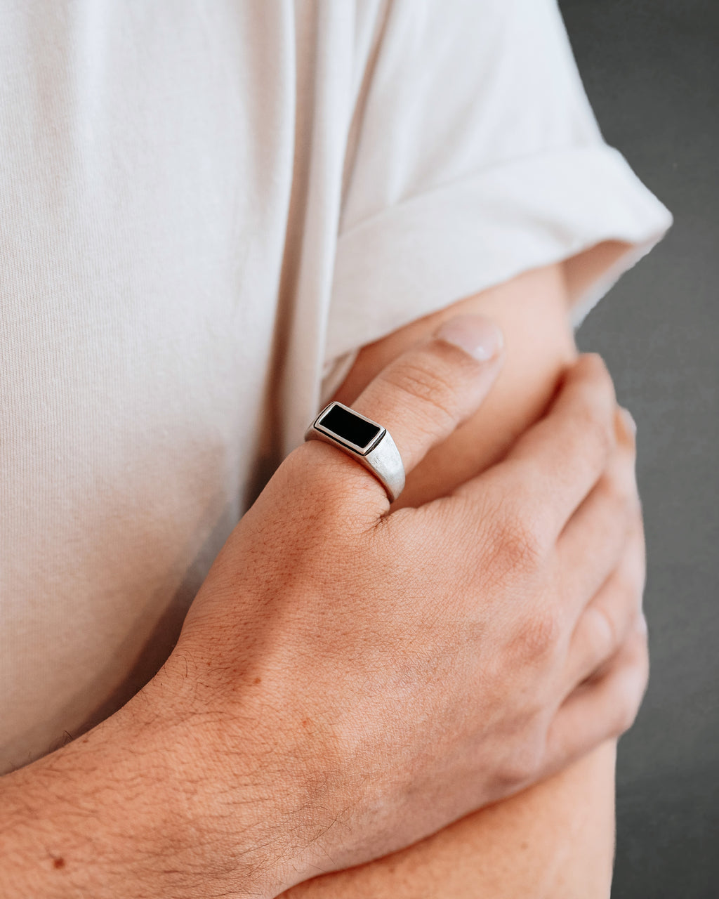 Black Rectangular Signet Ring
