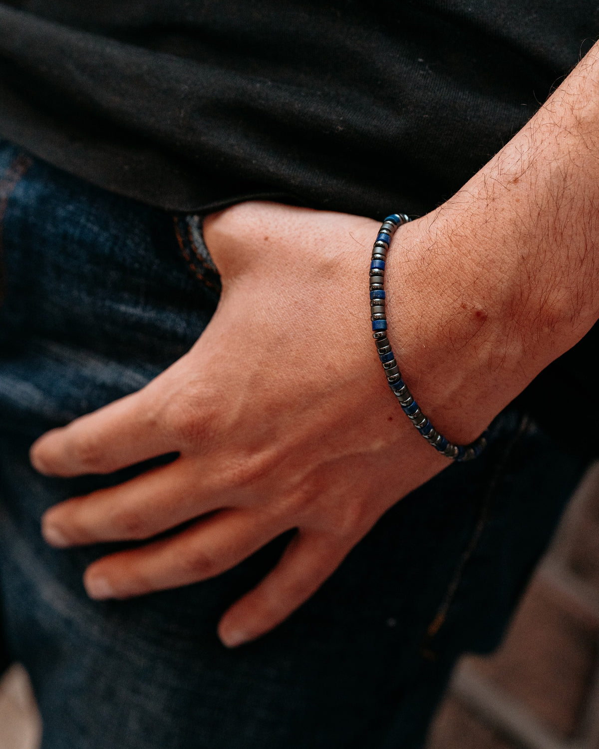 Blue Hematite Beaded Bracelet