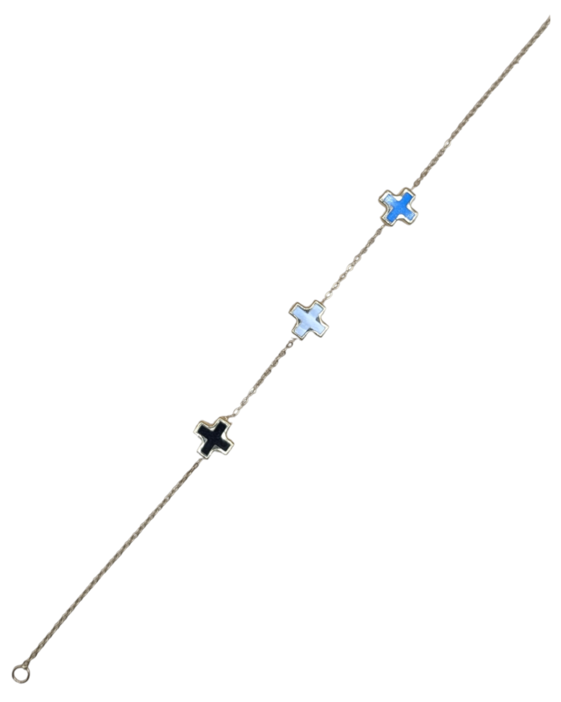 Blue and Black Cross Gold Bracelet