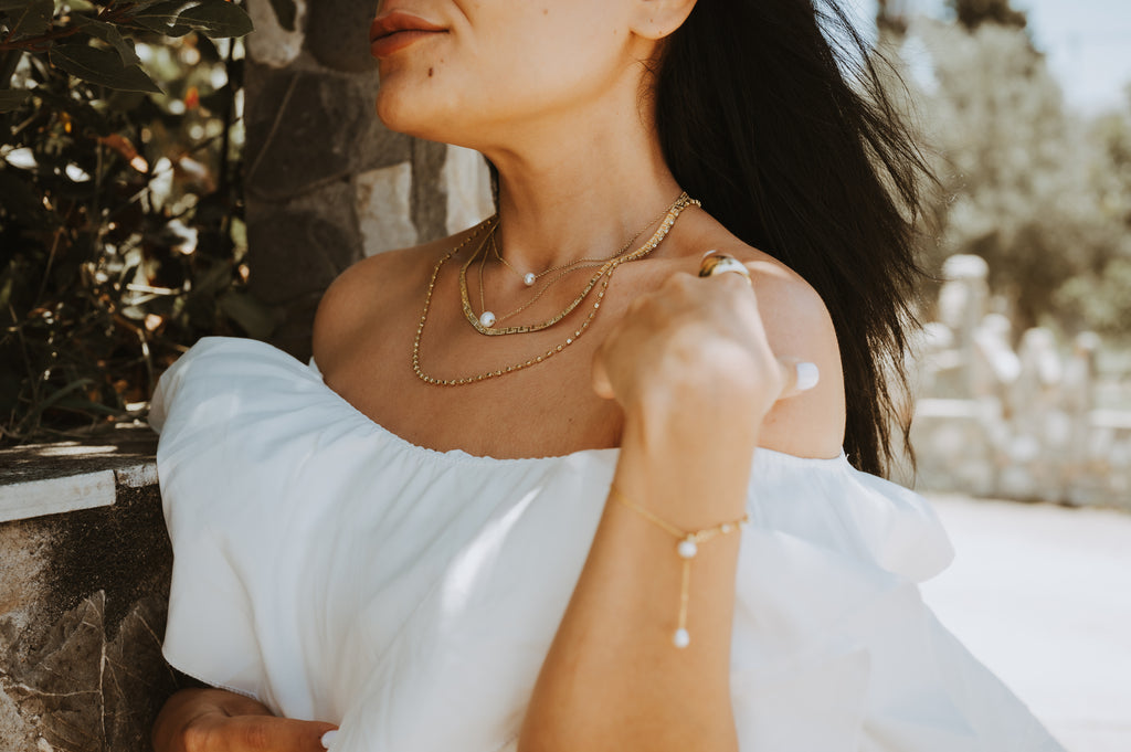Yellow Silver Necklace - Double Sided