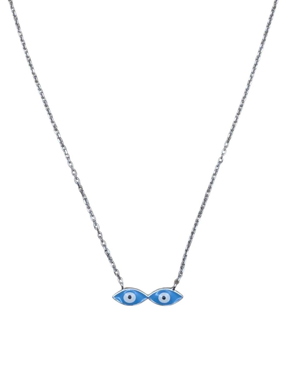 Double Evil Eye Silver Necklace