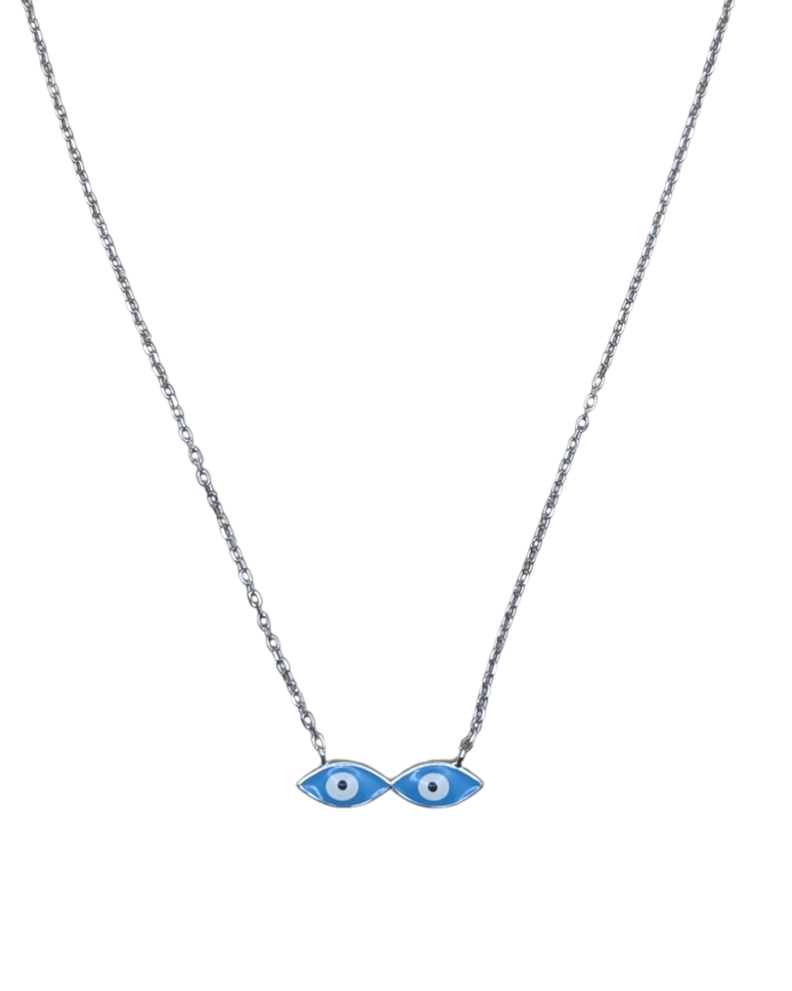 Double Evil Eye Silver Necklace