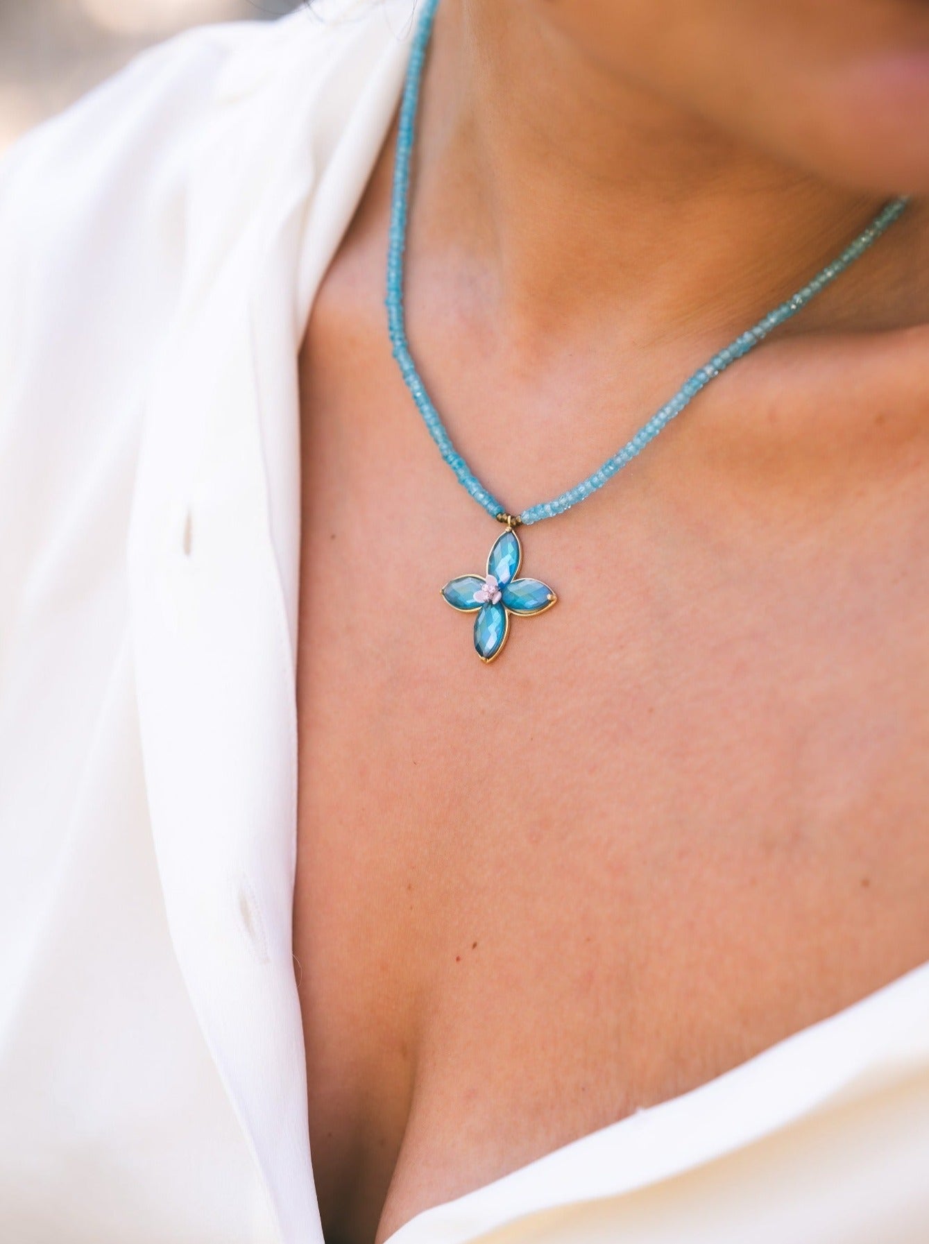 Turquoise Necklace with Cross