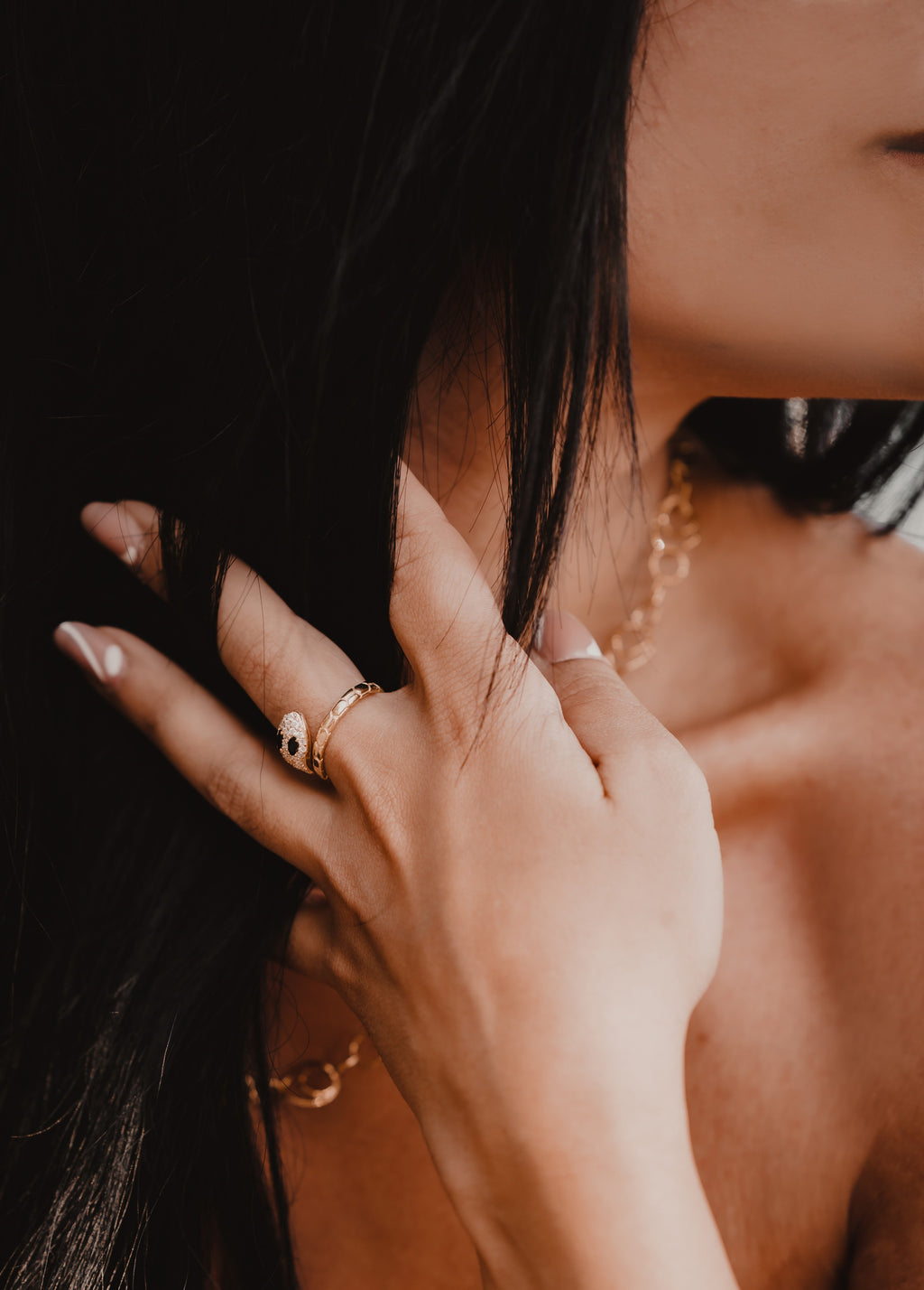 Yellow Silver Ring with Snake