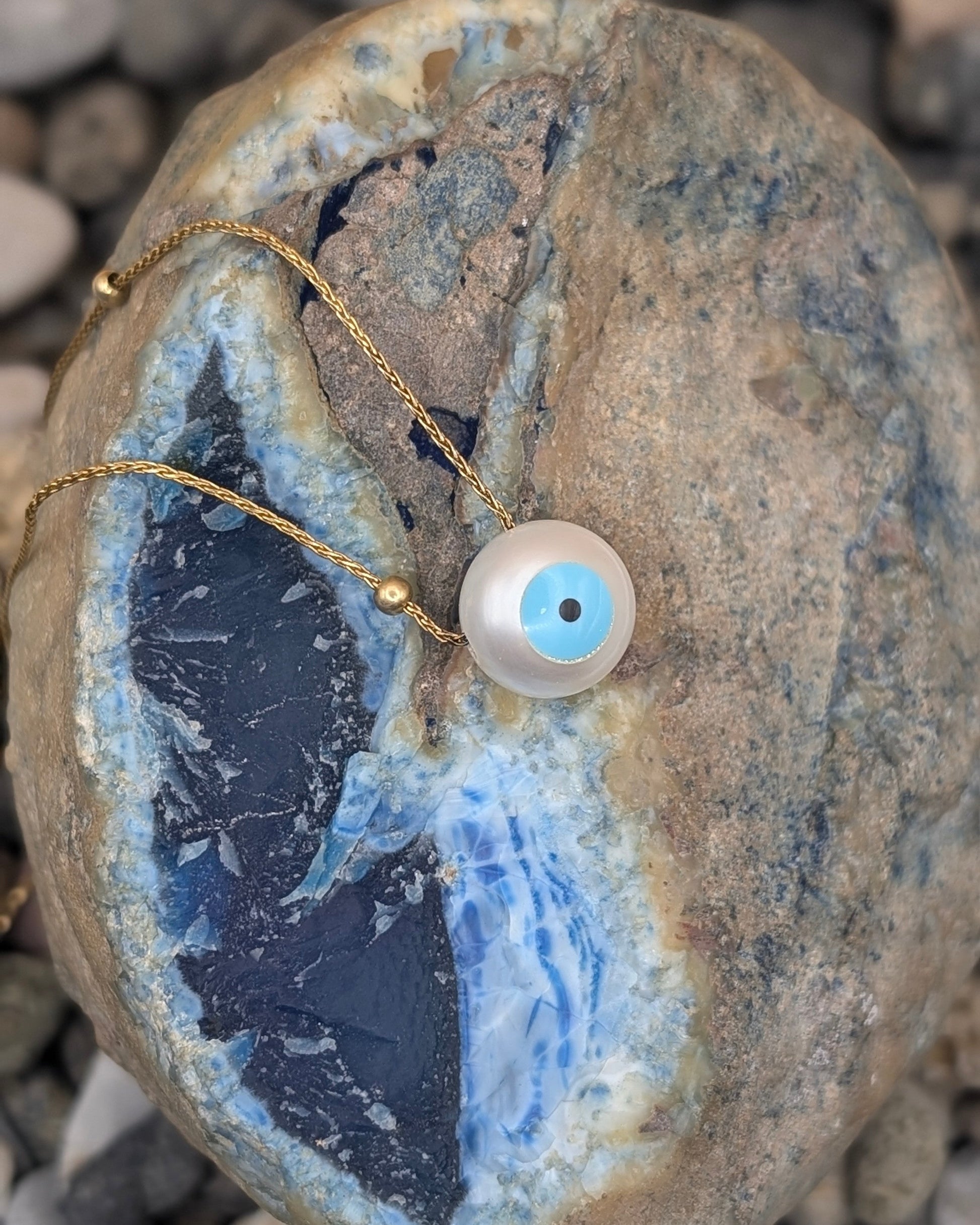 Evil Eye Yellow Silver Necklace