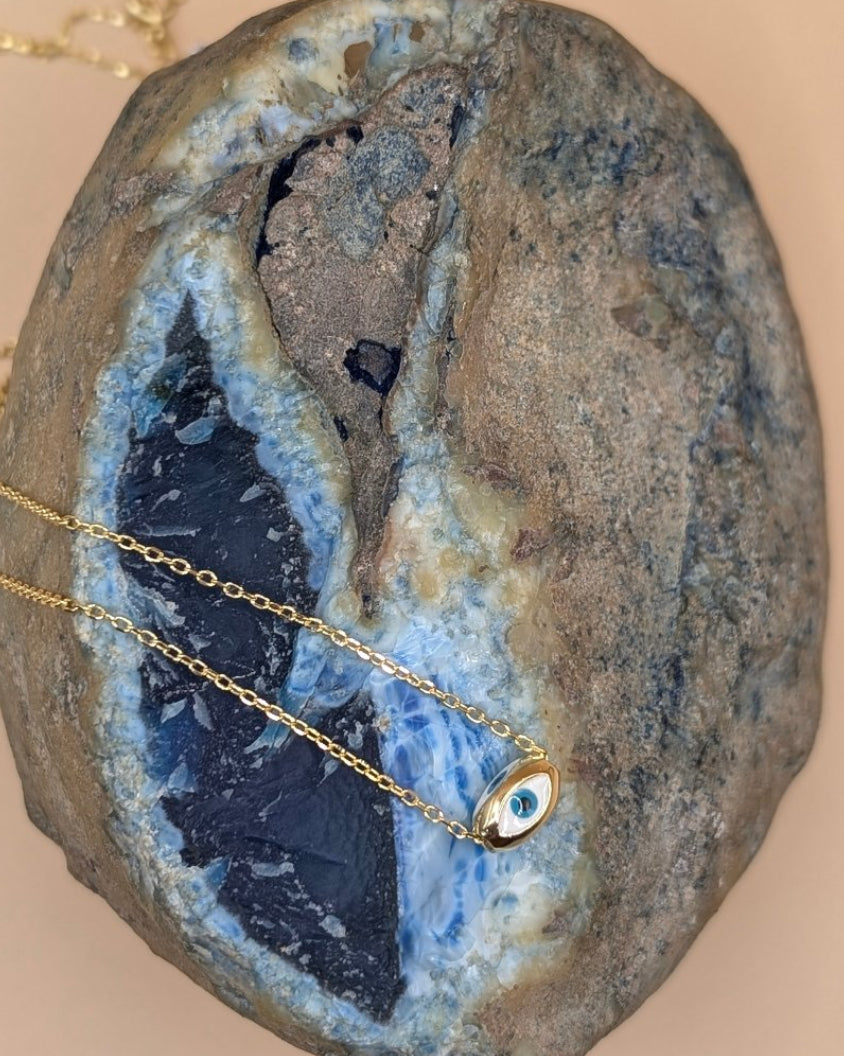 Evil Eye Yellow Silver Necklace