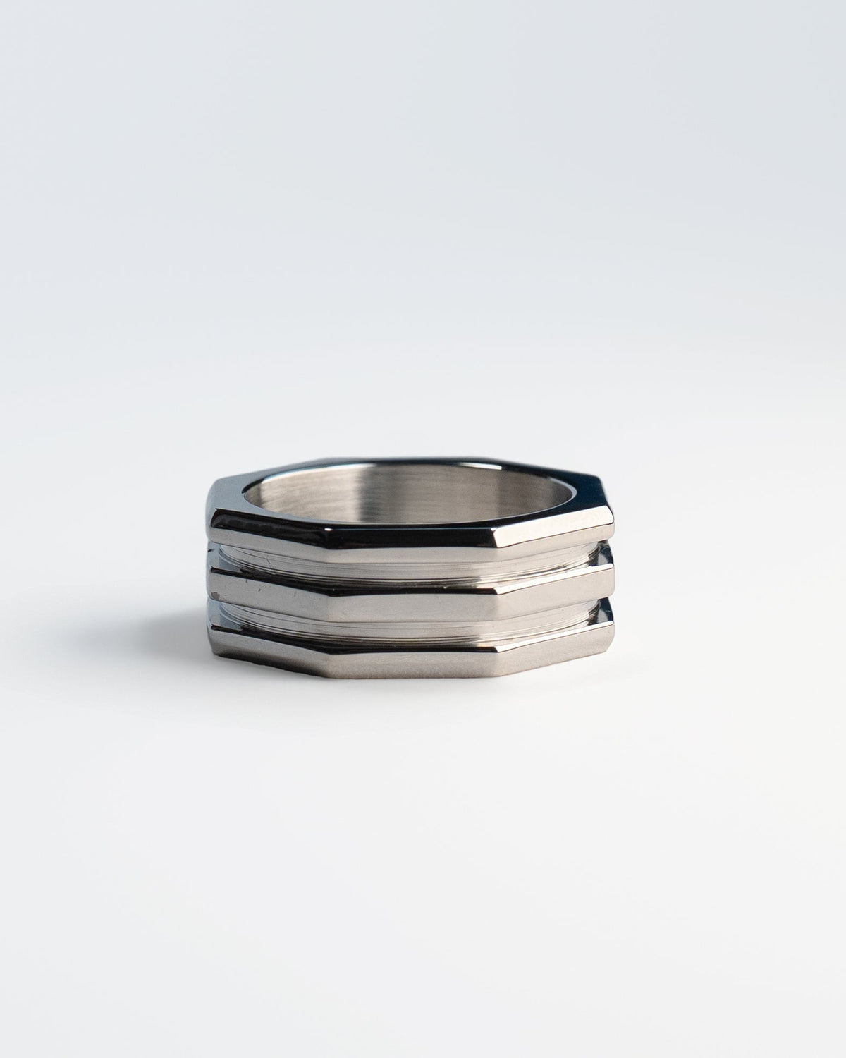 Geometric Steel Statement Ring