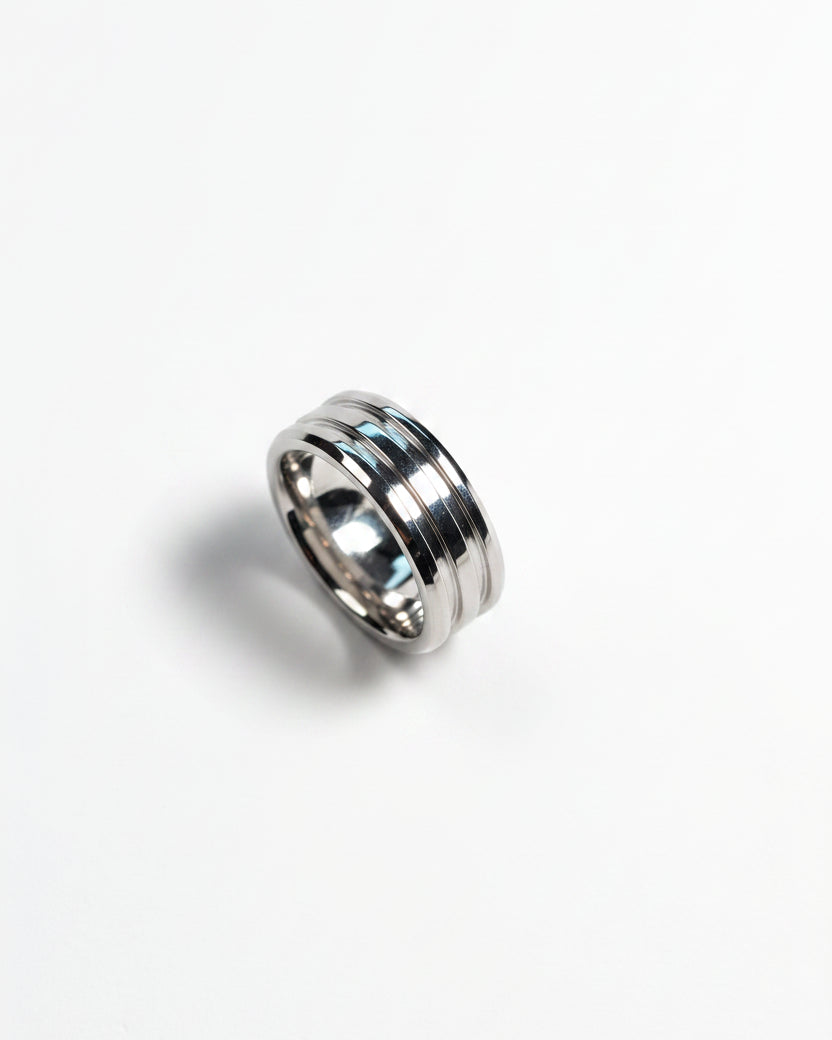 Geometric Steel Statement Ring
