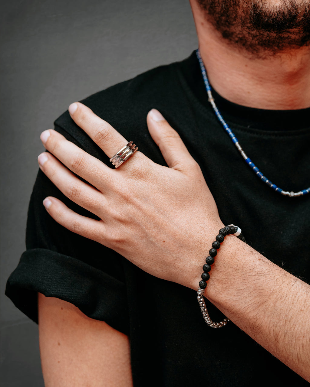 Geometric Steel Statement Ring