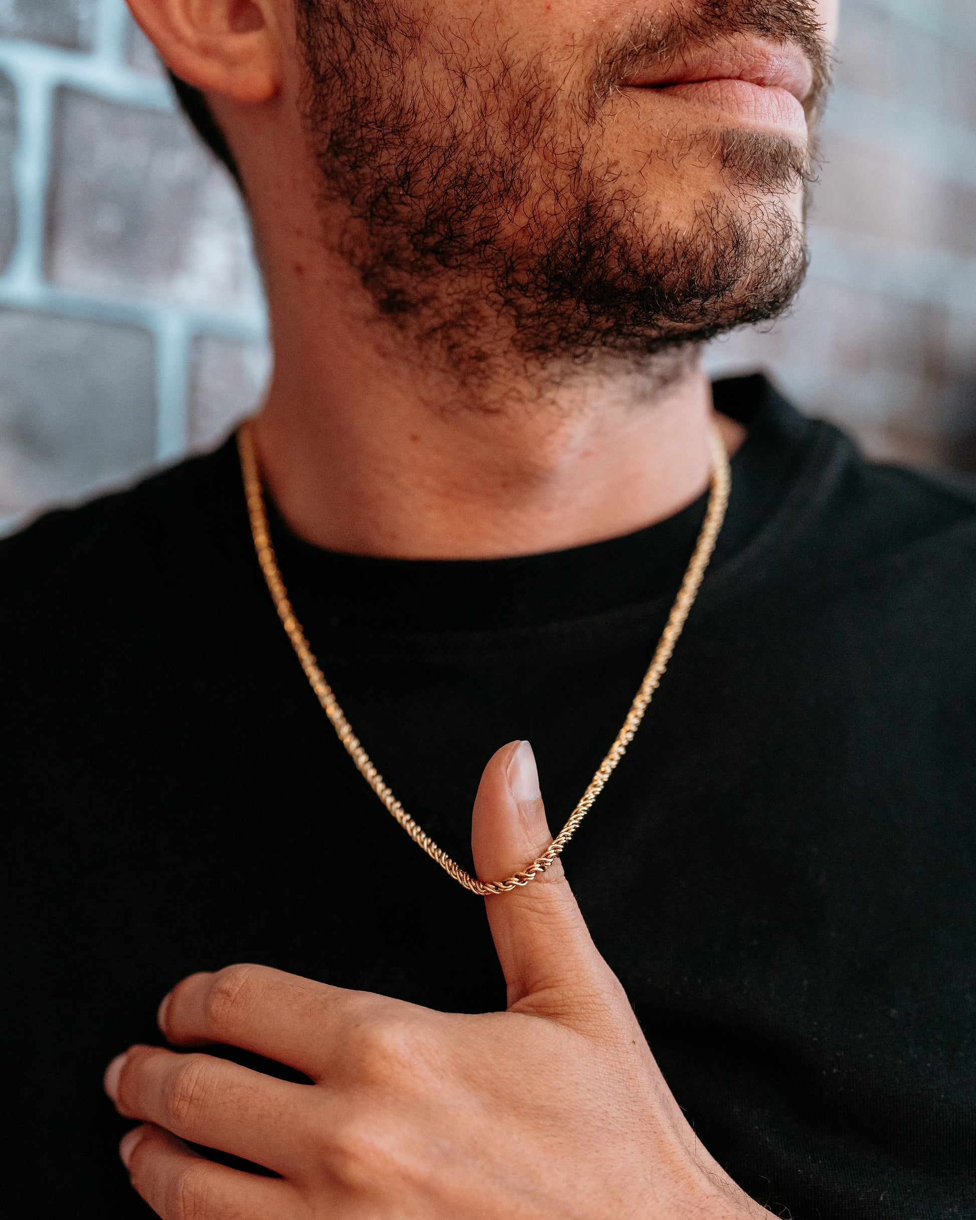 Gold-Tone Steel Rope Chain Necklace