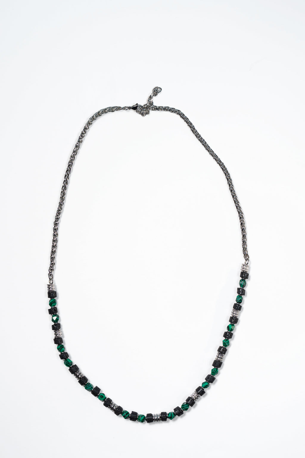 Green & Black Beaded Chain Necklace