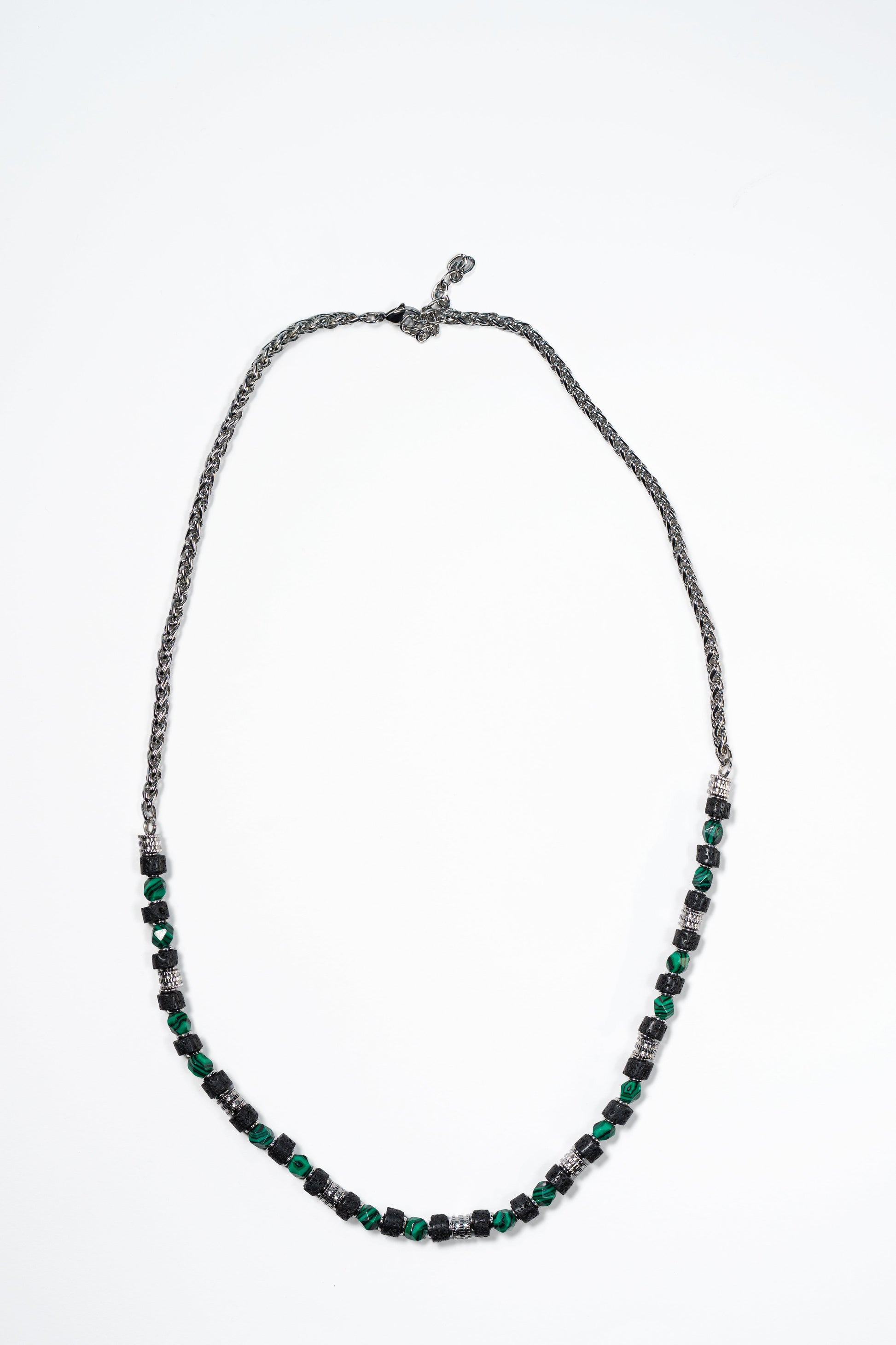 Green & Black Beaded Chain Necklace