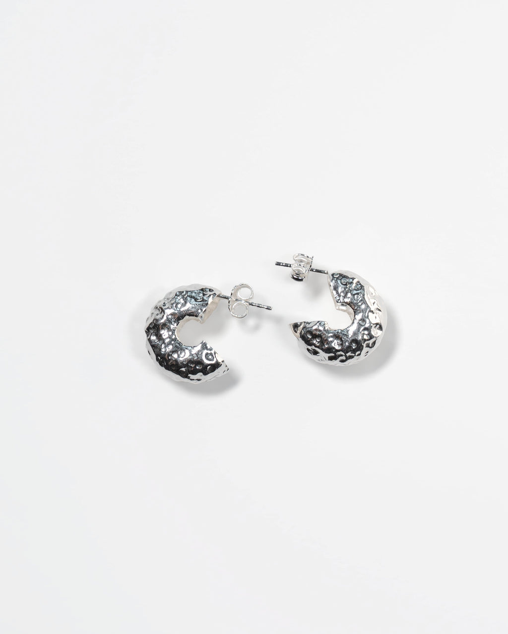 Hammered Silver Hoop Earrings