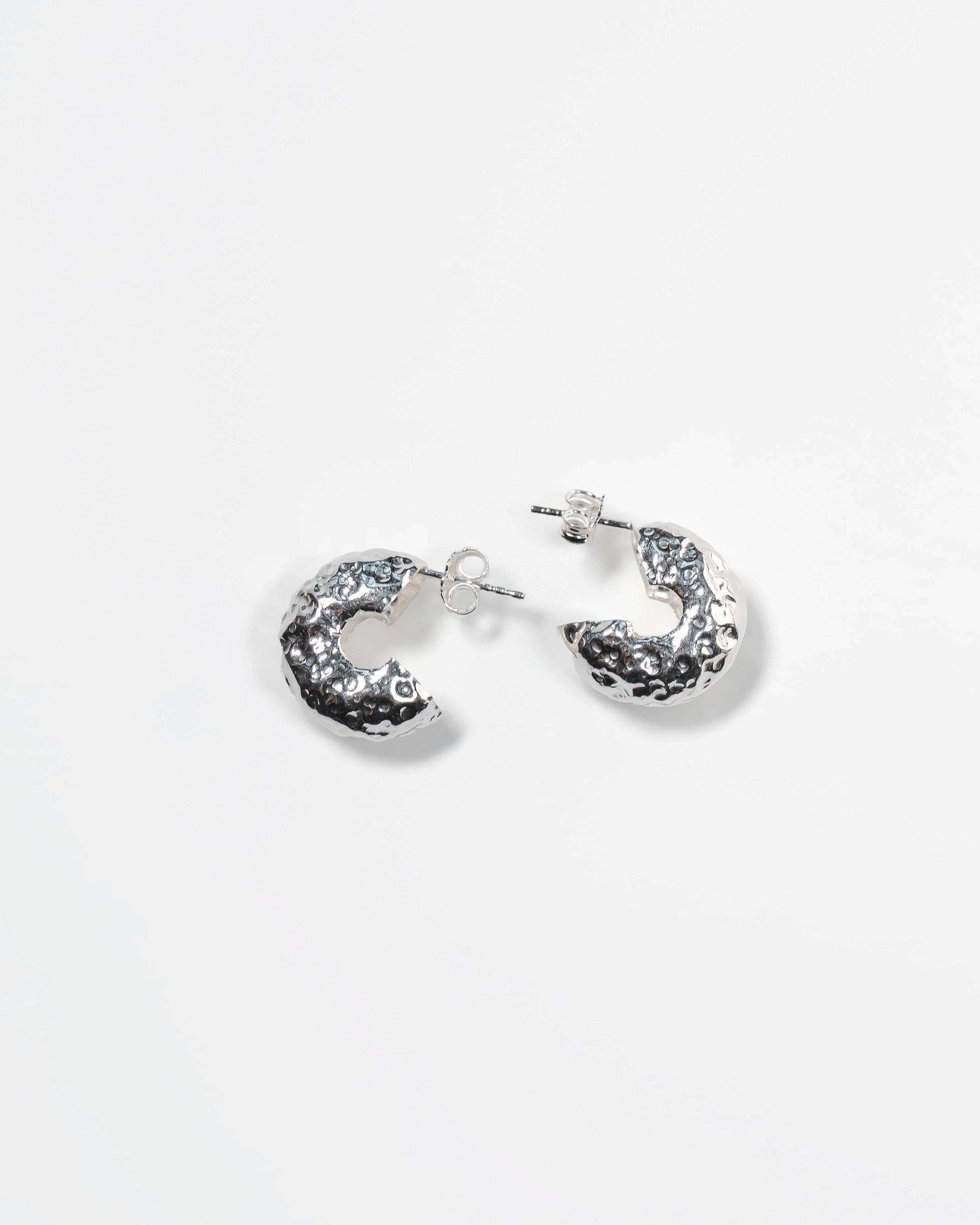 Hammered Silver Hoop Earrings