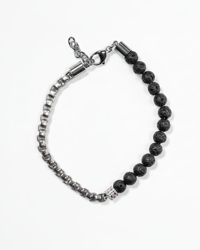 Men’s Lava Stone and Steel Bracelet