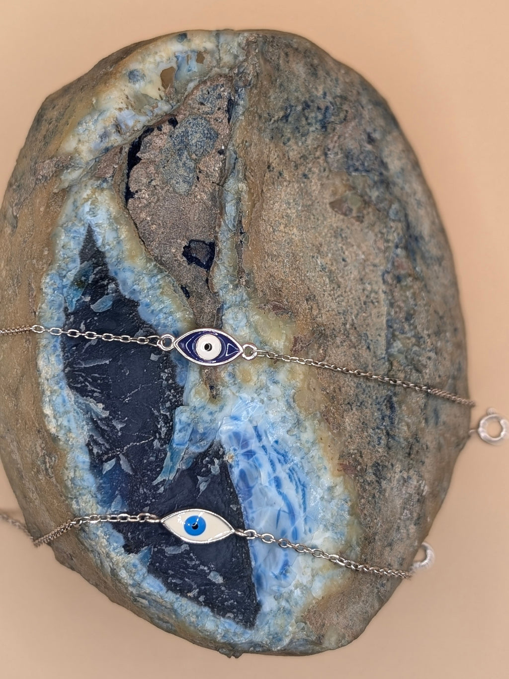 Delicate Yellow Silver Evil Eye Bracelet