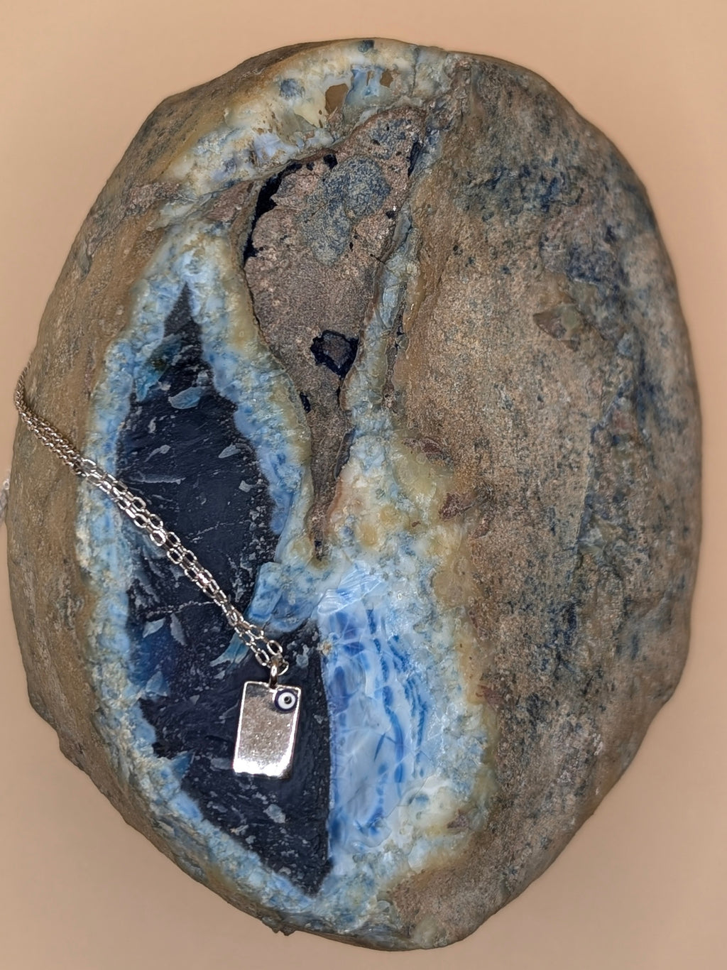Evil Eye Rectangle Silver Necklace