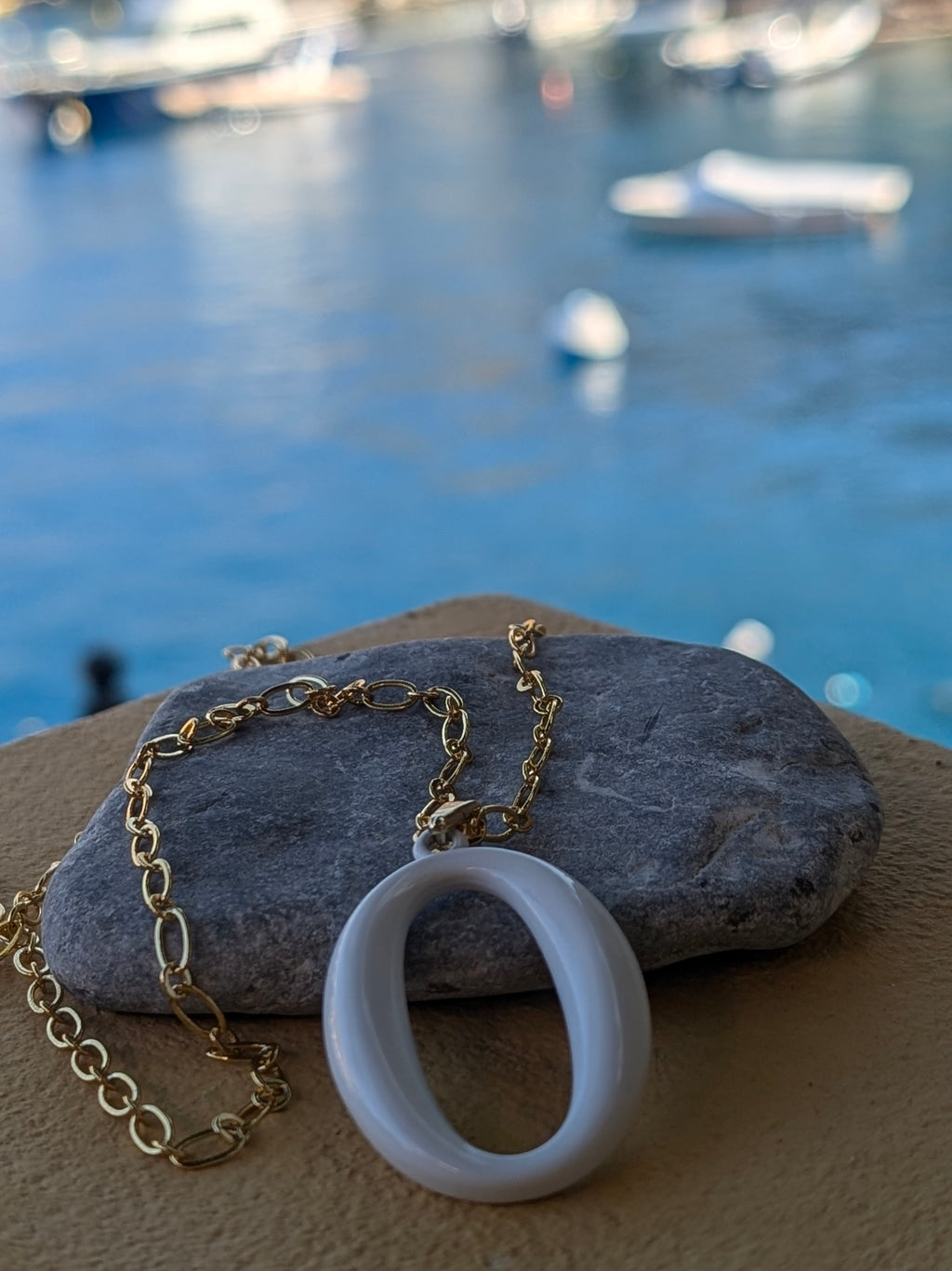 Yellow Steel Necklace with Oval pendant