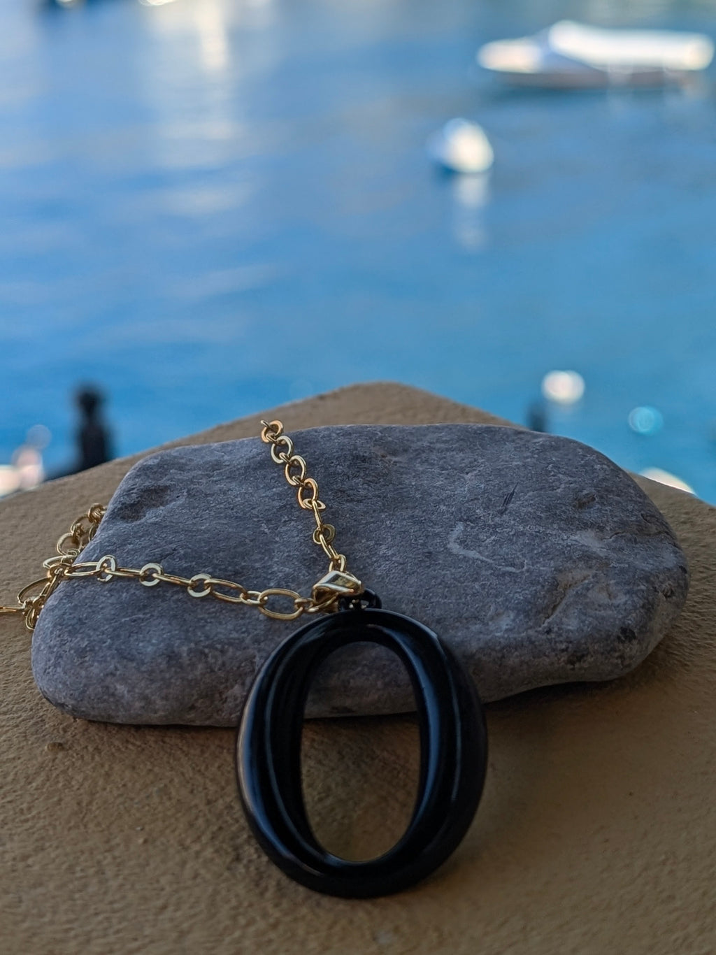 Yellow Steel Necklace with Oval pendant
