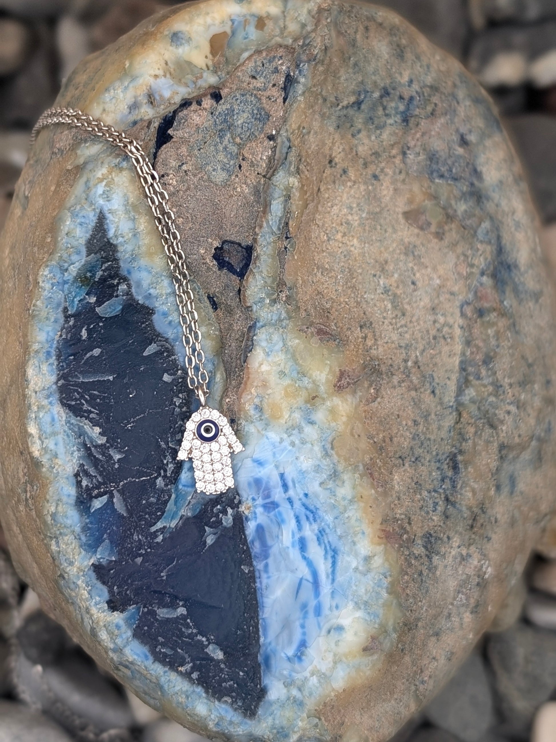 Hamsa Hand Necklace with Evil Eye