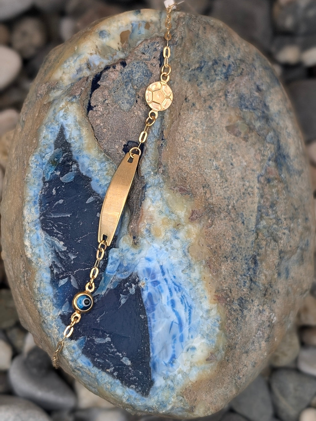 Chain Bracelet with Evil Eye and Soccer Ball
