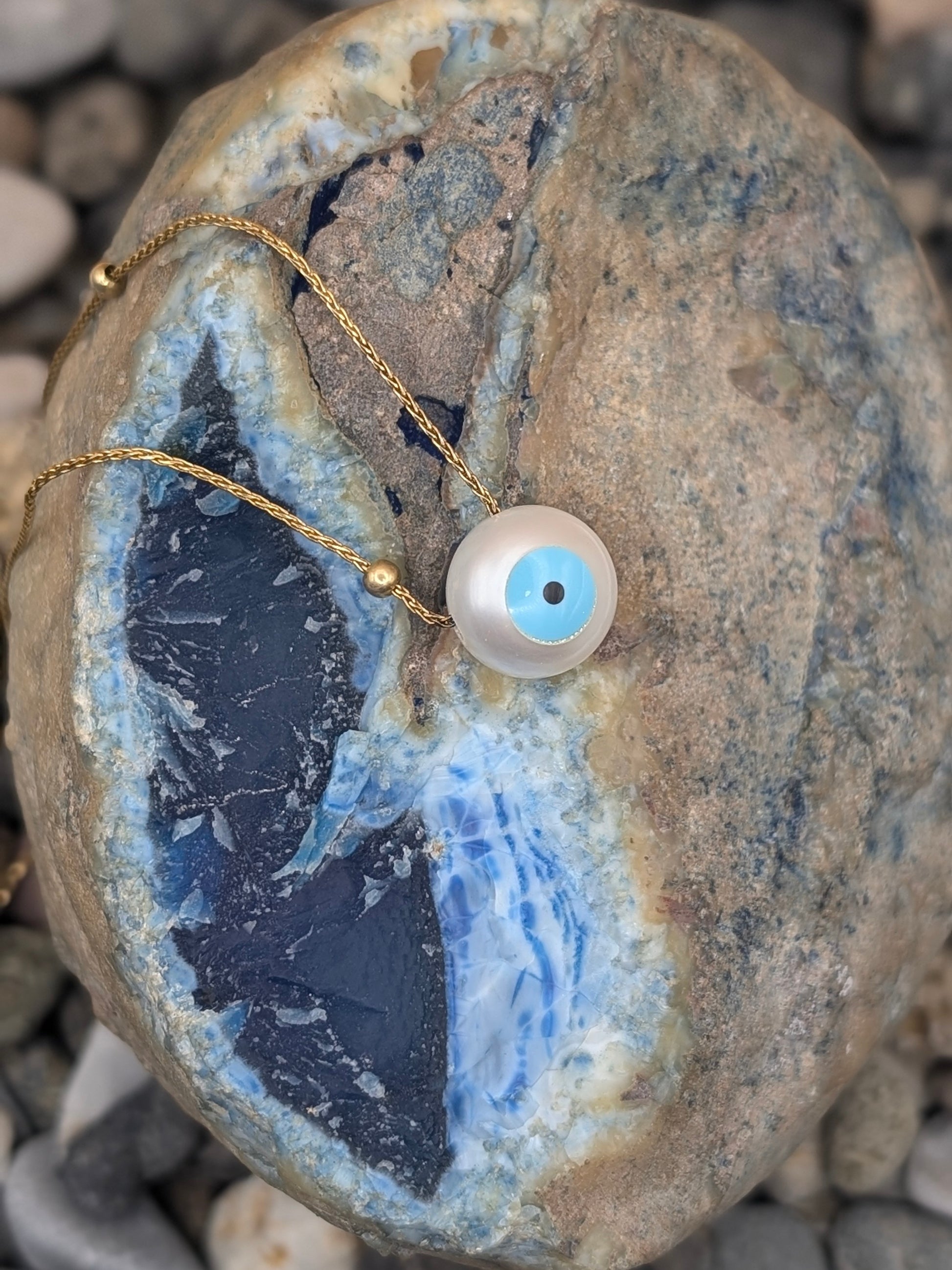 Evil Eye Yellow Silver Necklace