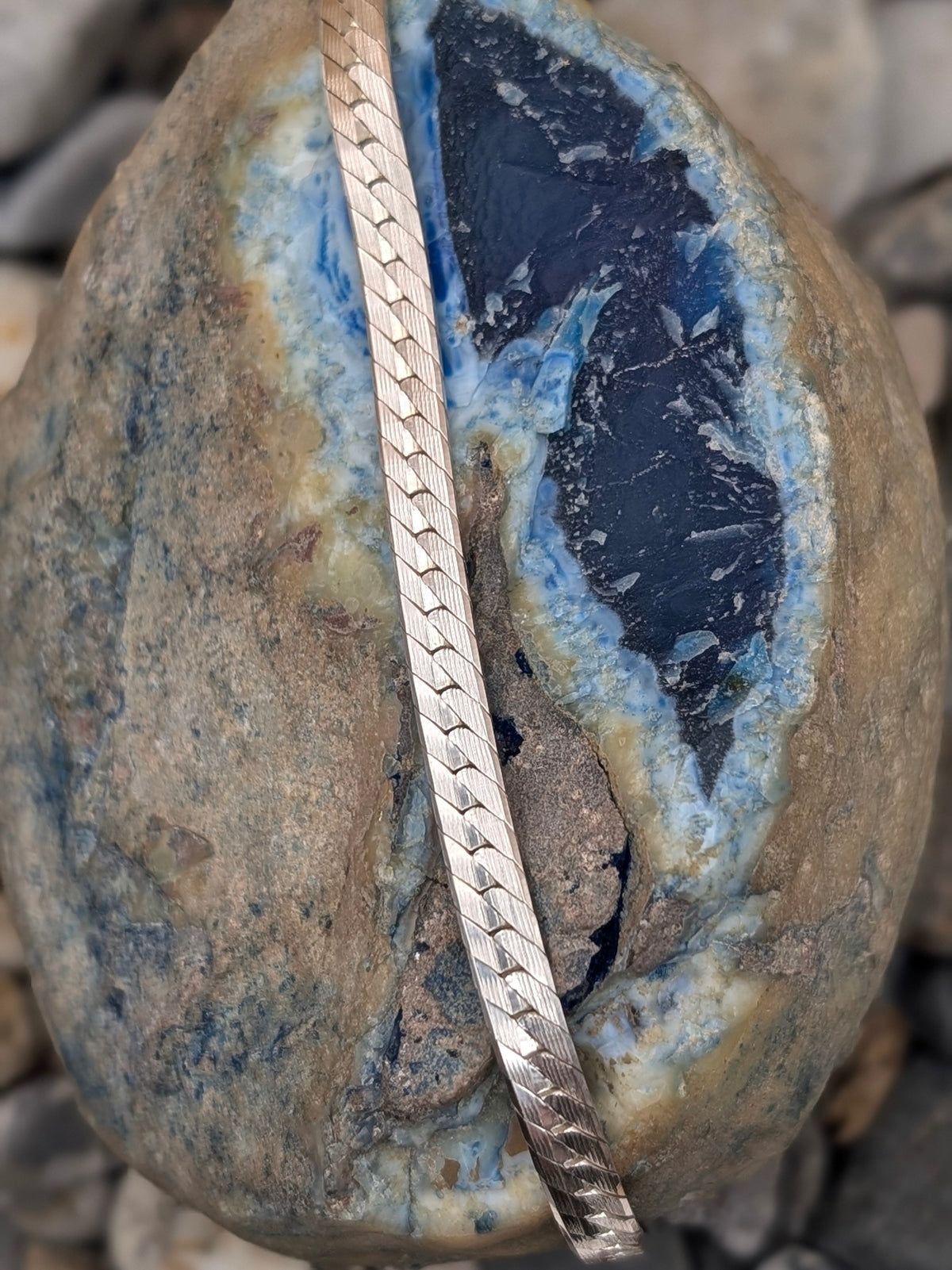 Sleek Silver Herringbone Bracelet