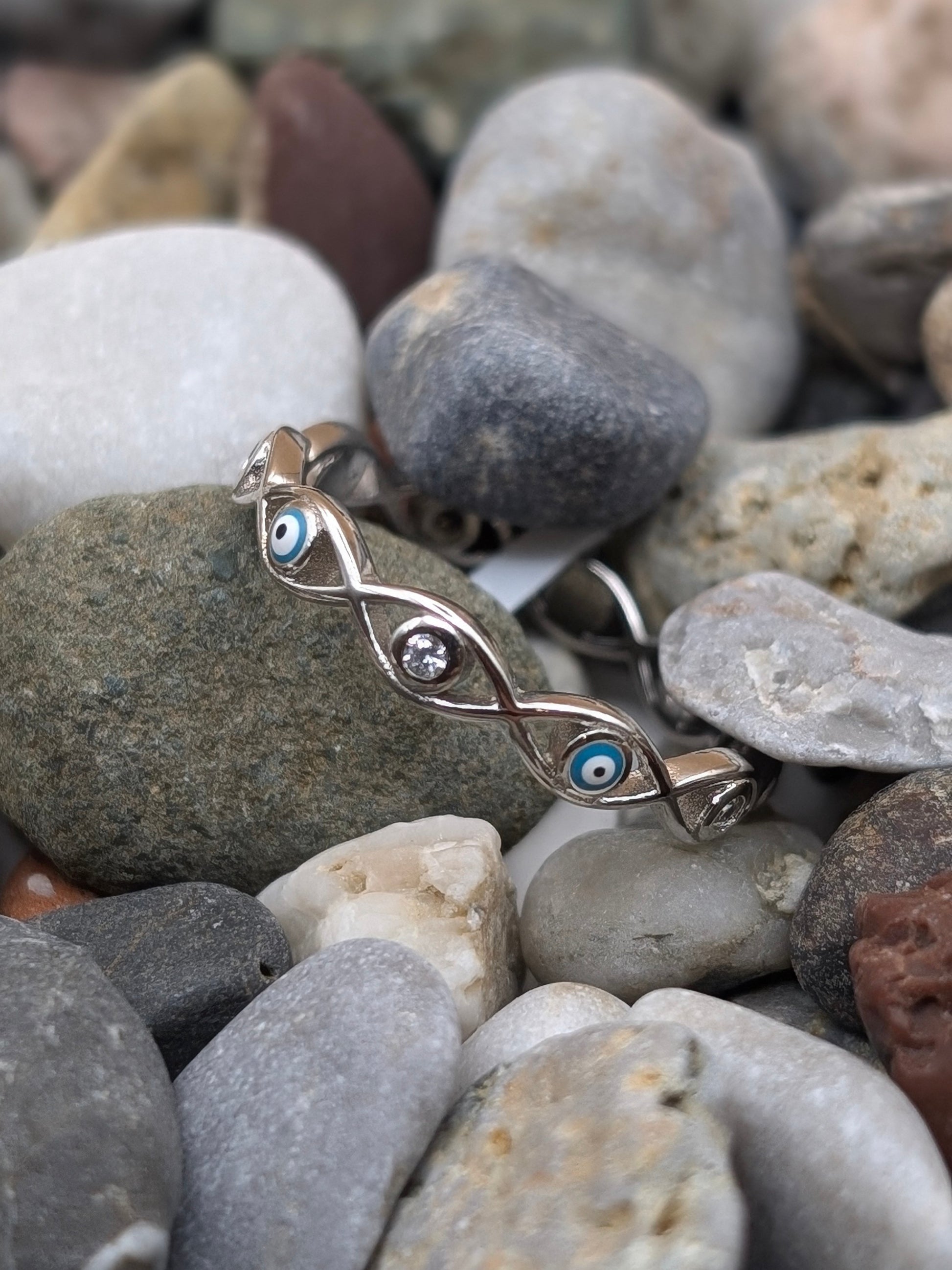Multiple Evil Eye Silver Ring