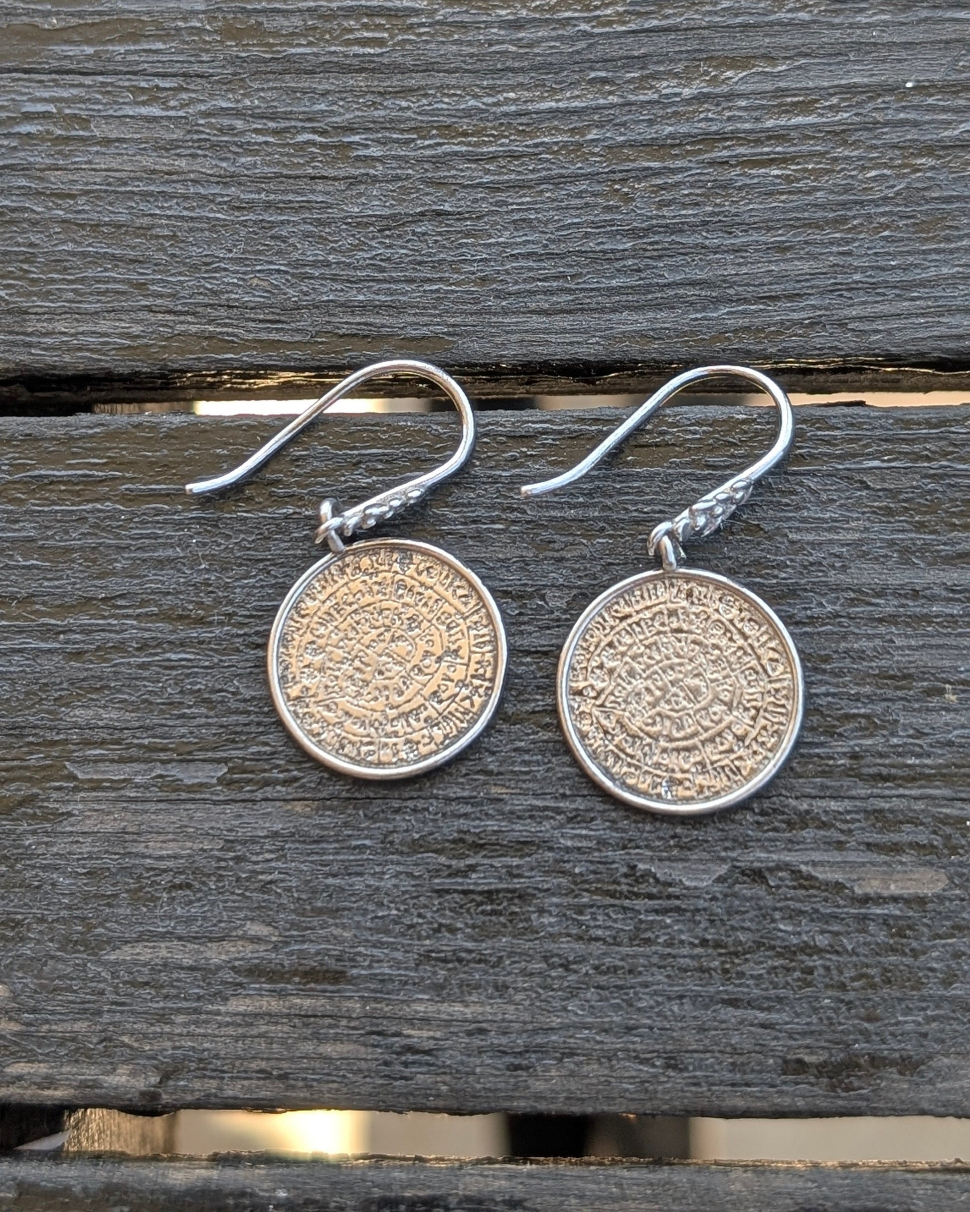 Silver Coin Drop Earrings