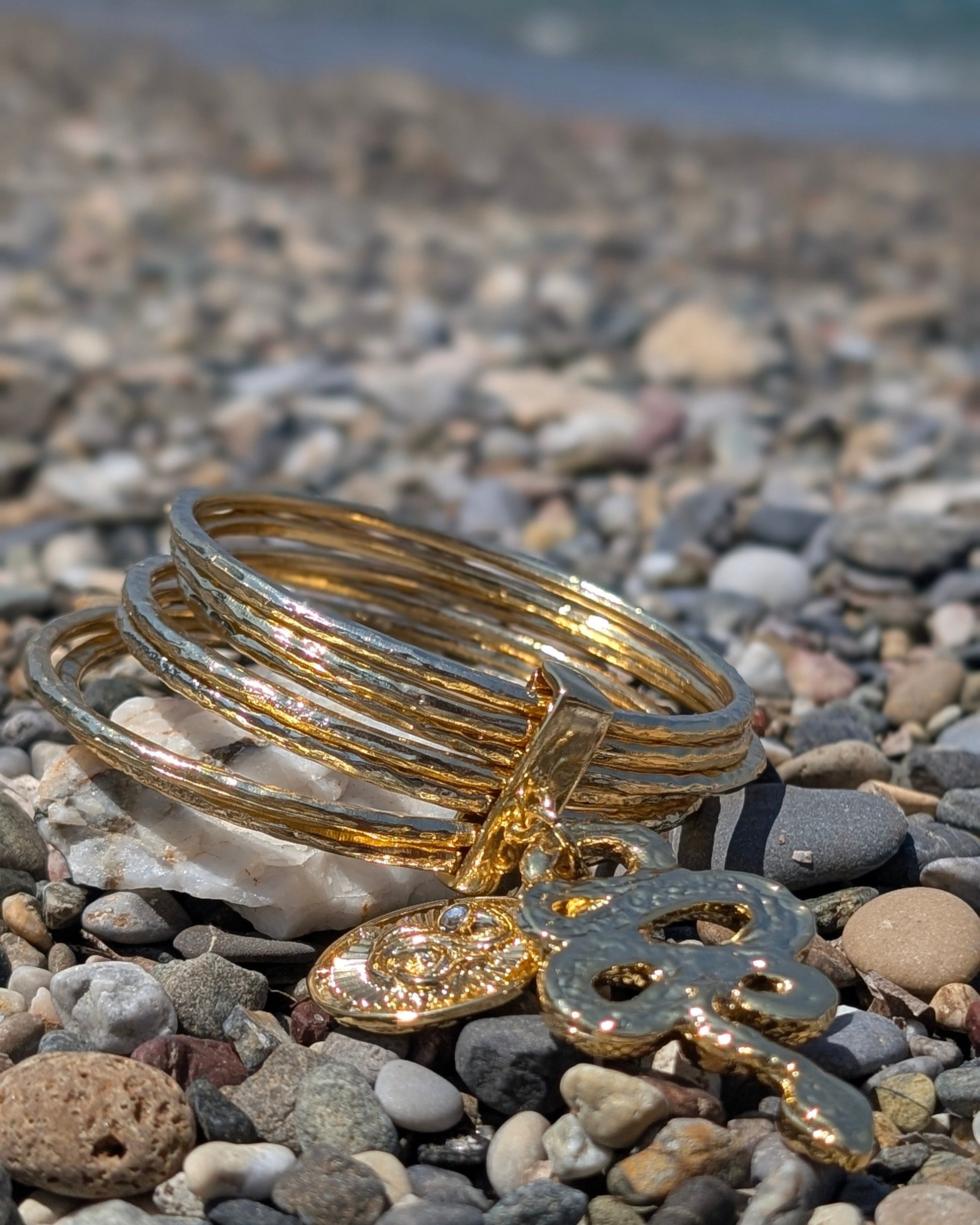Stackable Bangle Bracelet with Mythological Charms