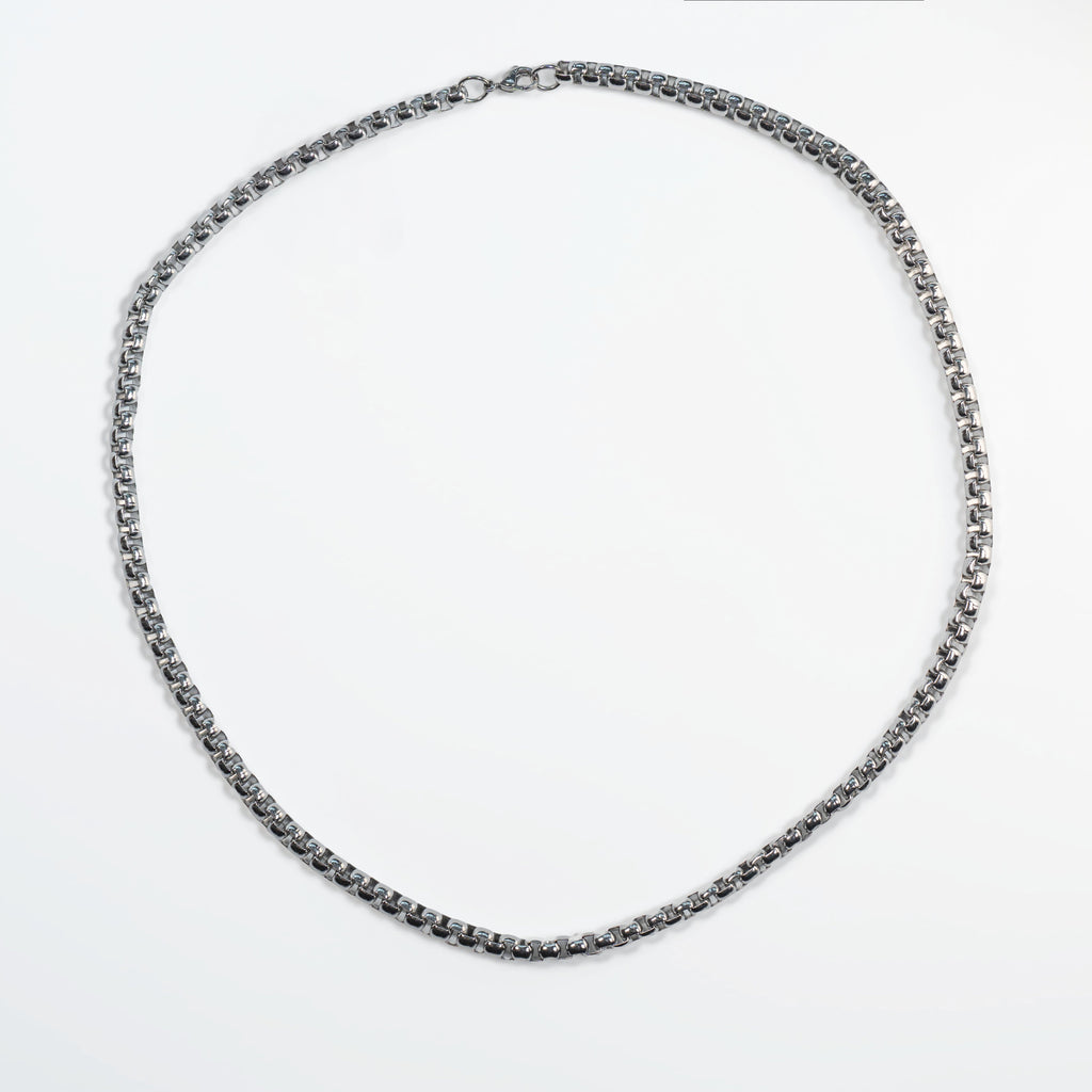 Polished Steel Box Chain Necklace