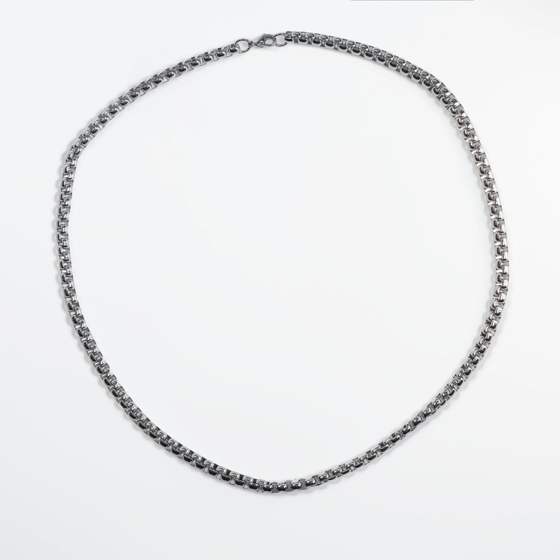 Polished Steel Box Chain Necklace