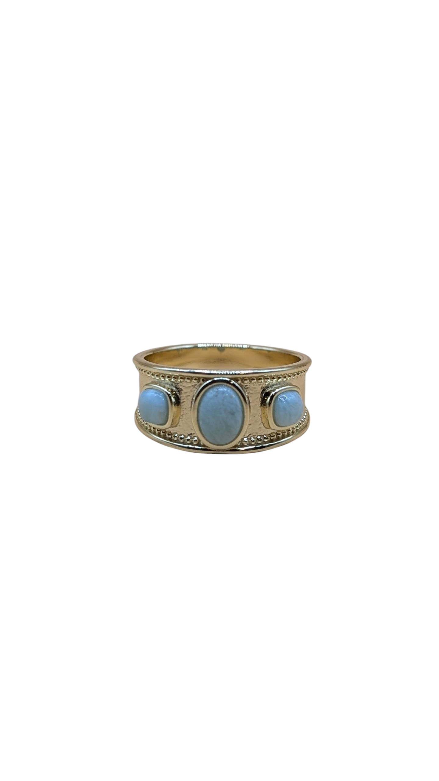 Sterling Silver Wide Band Ring with Blue Gemstones – Bold Artisan Statement Ring