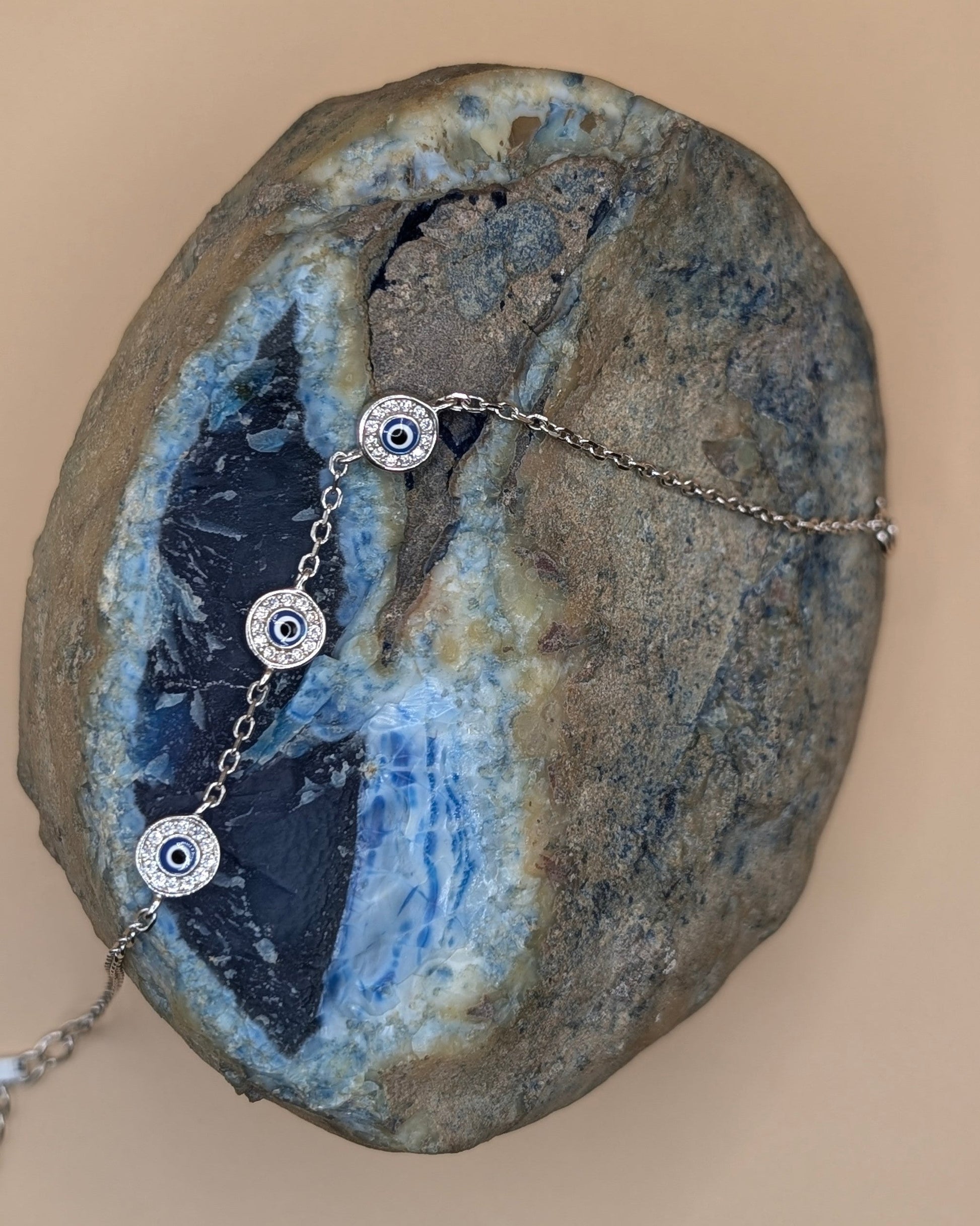 Triple Evil Eye Silver Bracelet