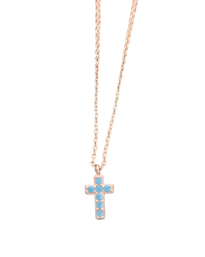 Turquoise Yellow Silver Cross