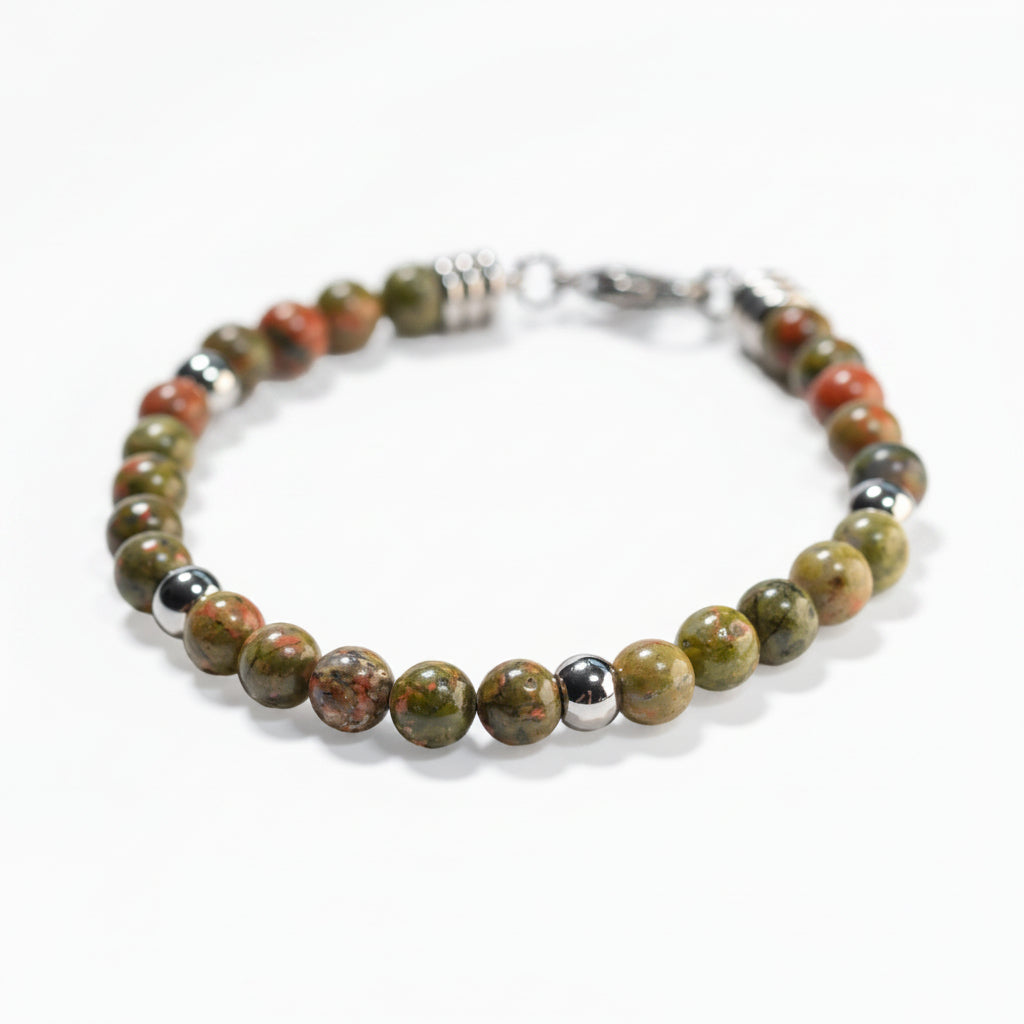Unakite Stone Men’s Bracelet