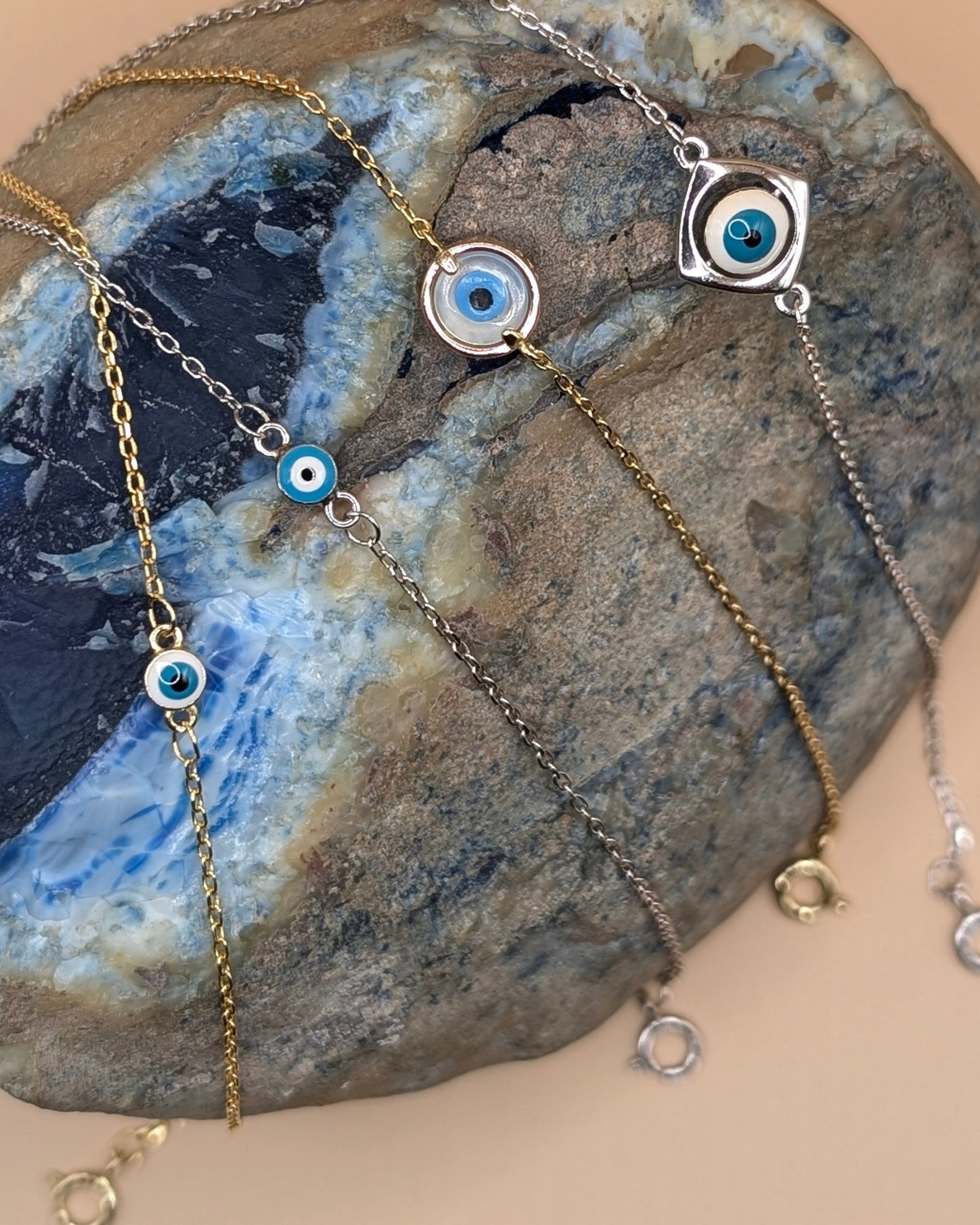 Yellow Silver Evil Eye Bracelet
