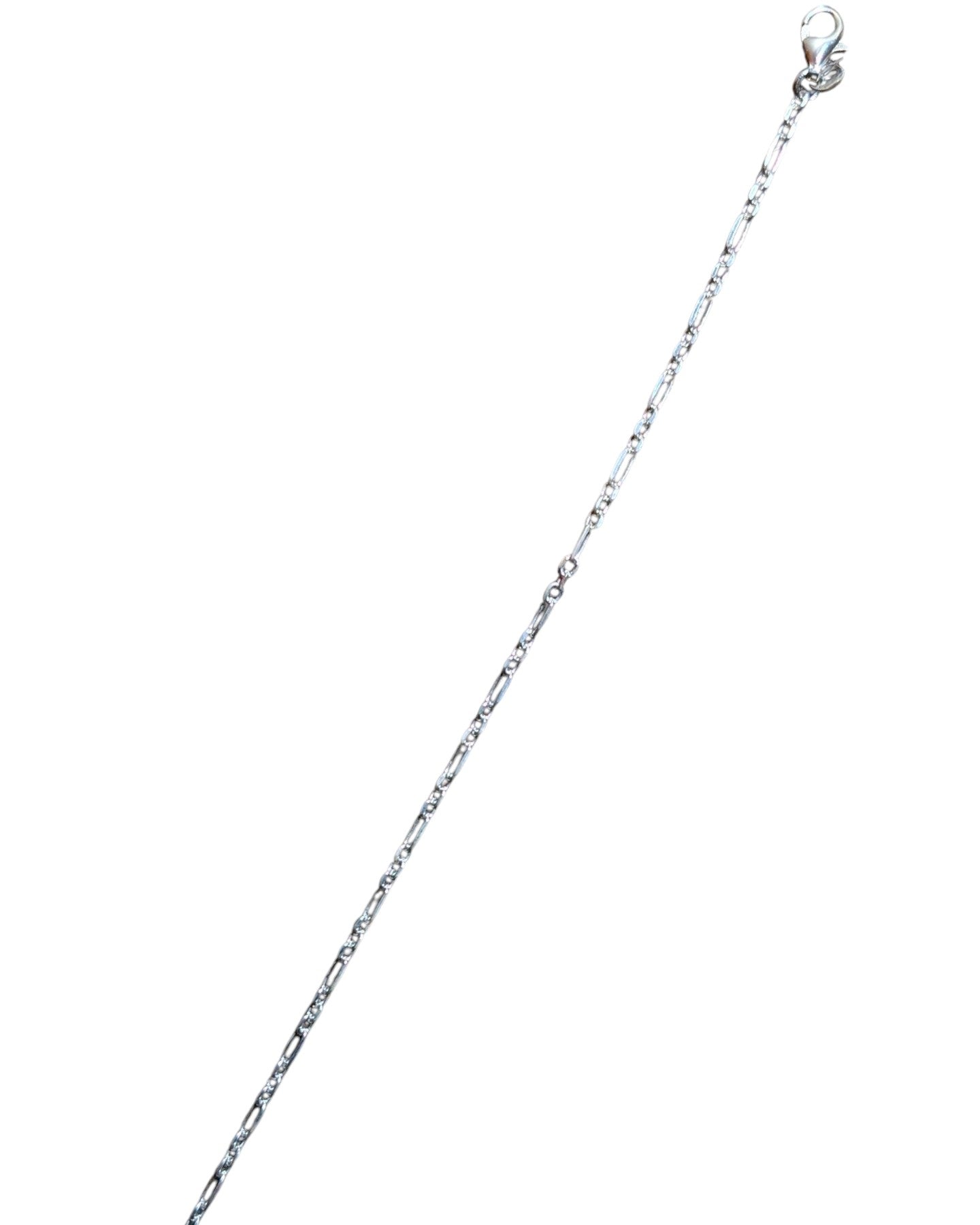 Delicate silver-tone Figaro link chain with a lobster clasp closure.