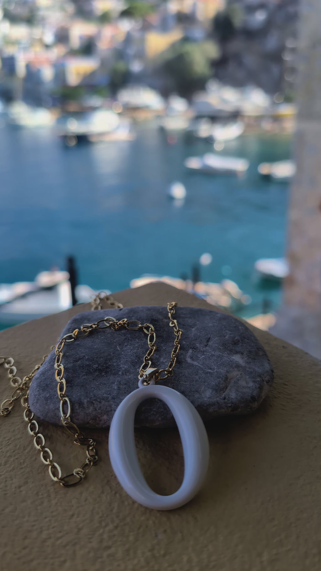 Yellow Steel Necklace with Oval pendant