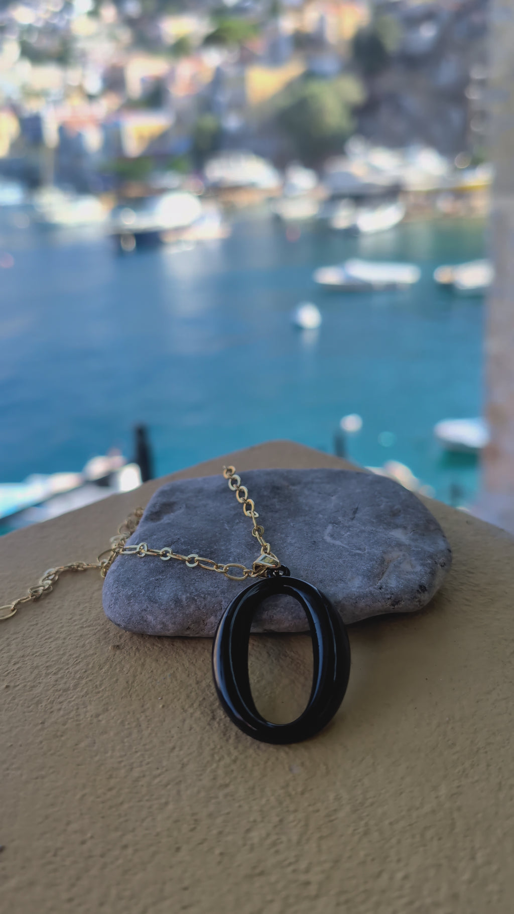 Yellow Steel Necklace with Oval pendant
